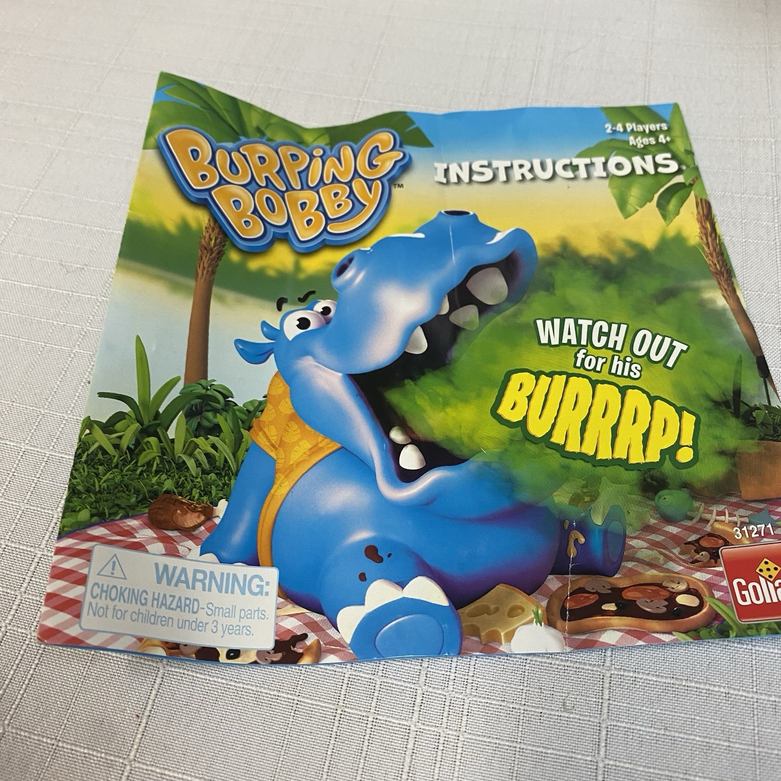 Burping Bobby Hippo Game by Goliath 2-4 Players, Ages 4+ New Batteries READ