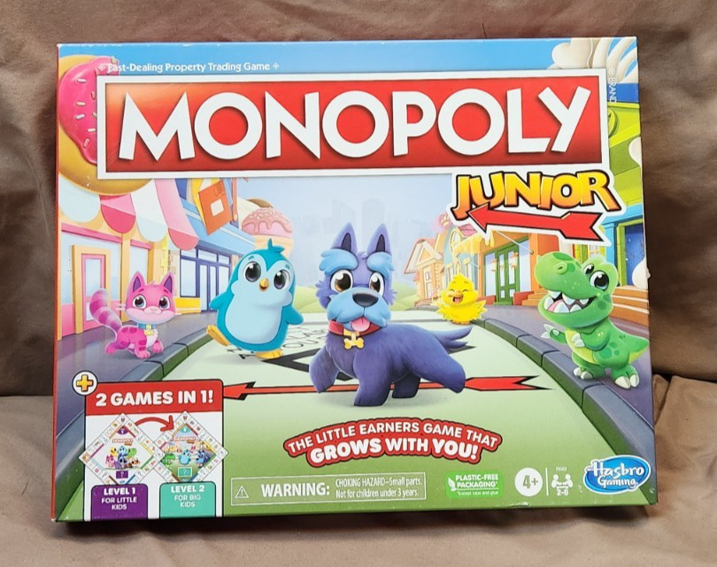 Monopoly Junior Board Game, 2-Sided – 2 Games in 1 – NEW SEALED