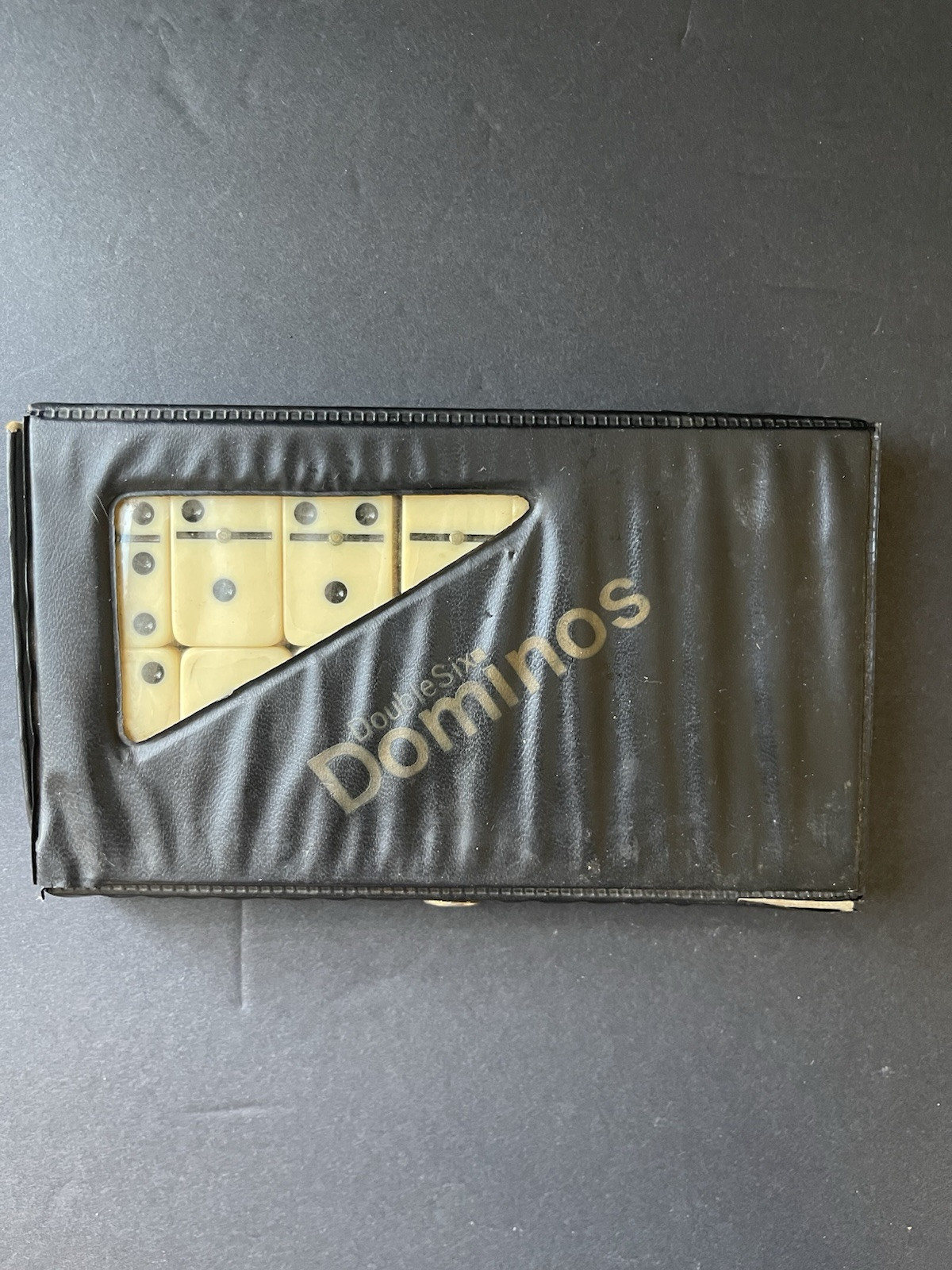 Vintage Double Six Standard Dominoes Set Of 28 Vinyl Case Game