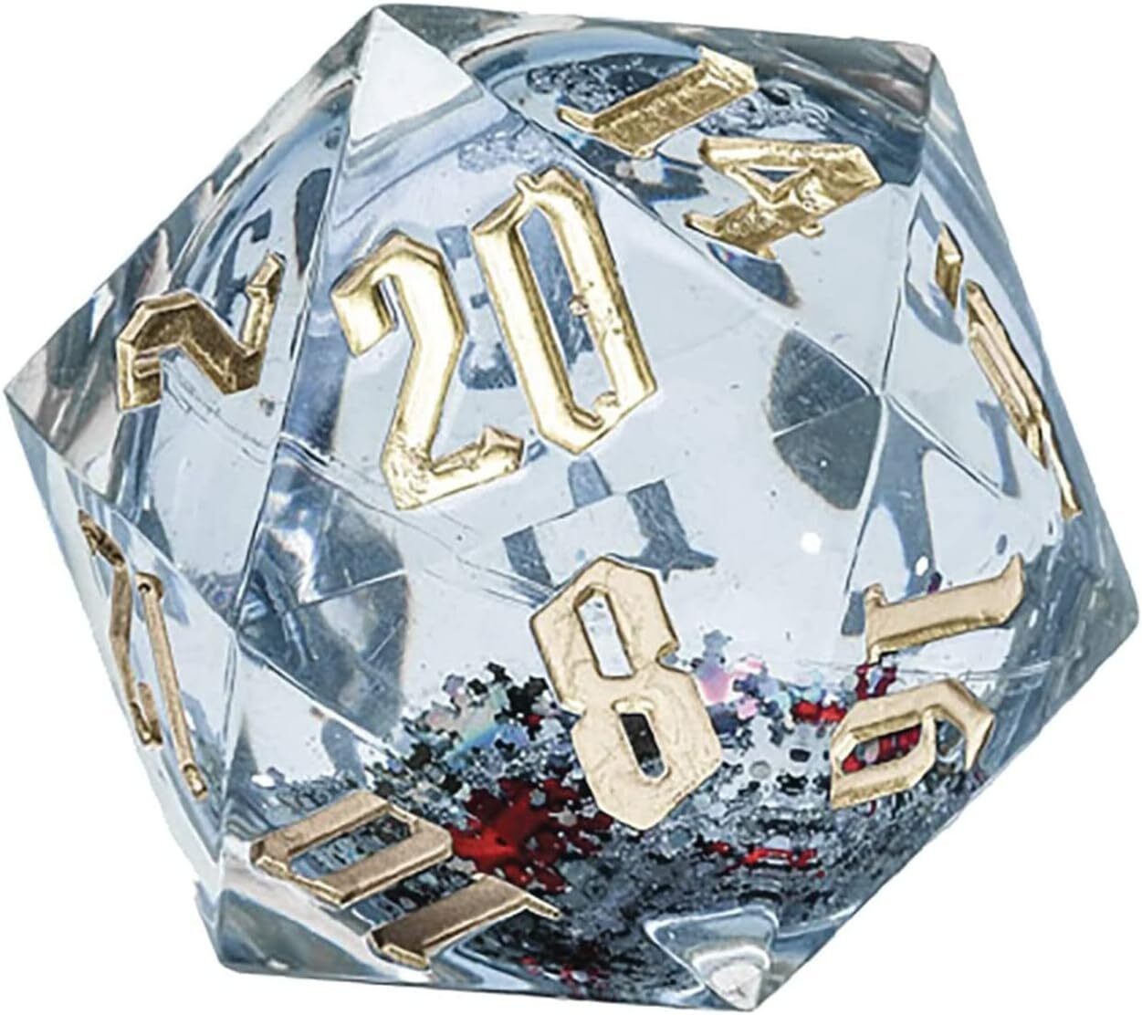Sirius Dice Large D20 Snowglobe: Silver Glitter & Ink NEW SDZ0012-04