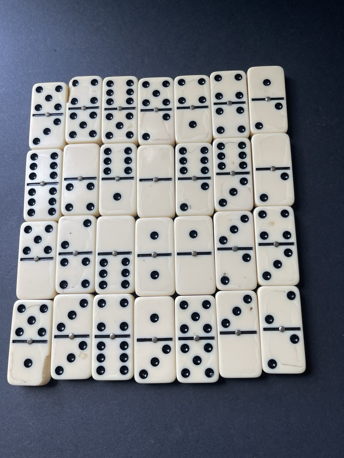 Vintage Double Six Standard Dominoes Set Of 28 Vinyl Case Game