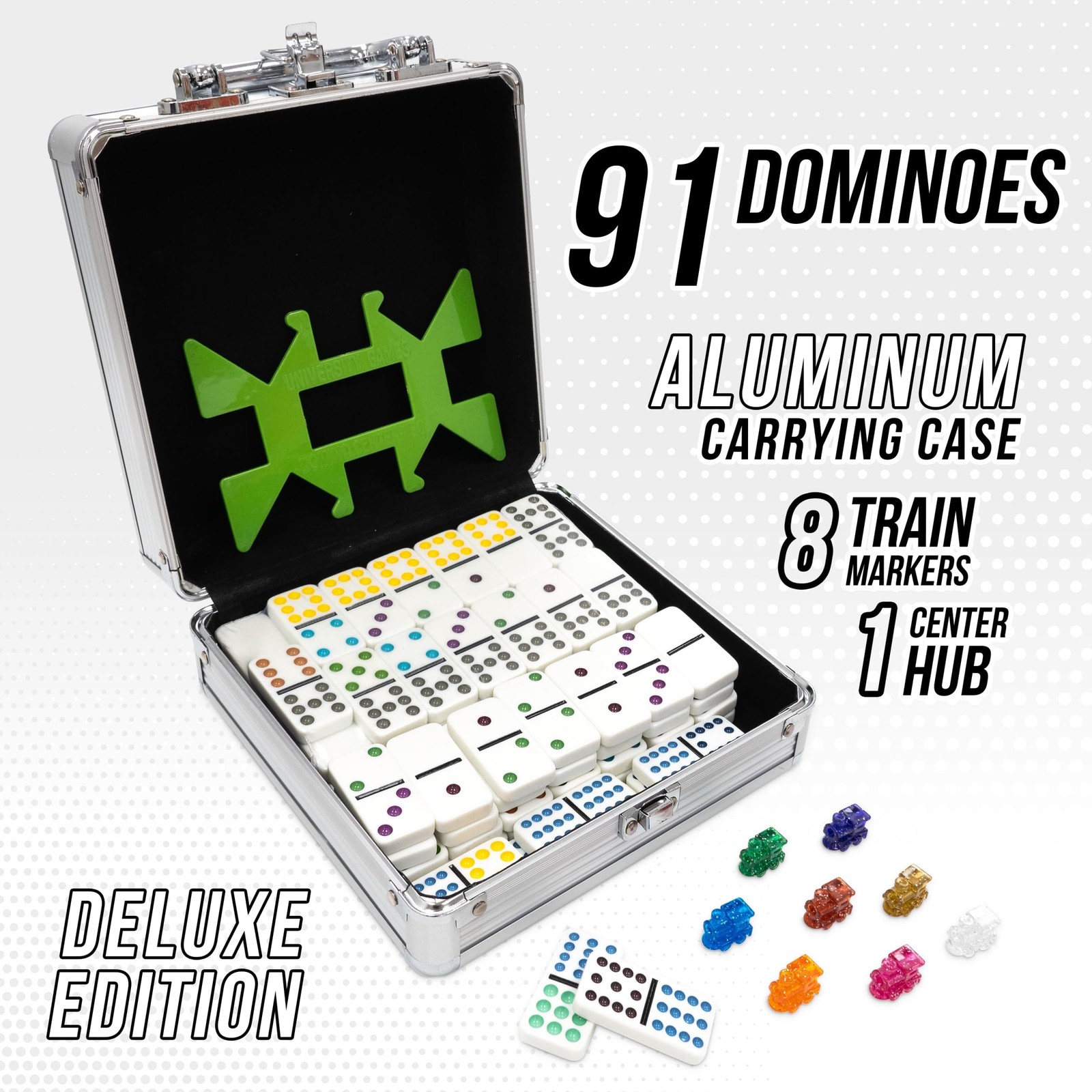 Front Porch Classics, Mexican Train Domino Set On-The-Go Aluminum Carrying