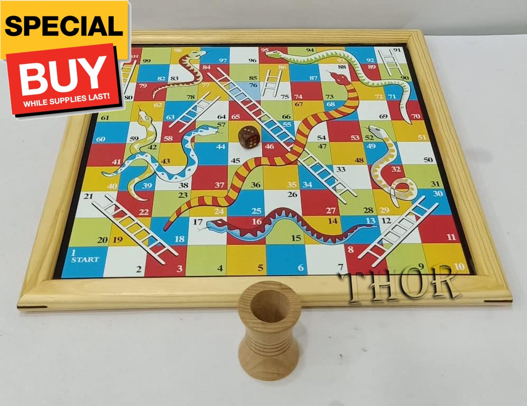 Best Handmade 2 in 1 Wooden Magnetic Ludo & Snake Ladders Board Game Set Rustic