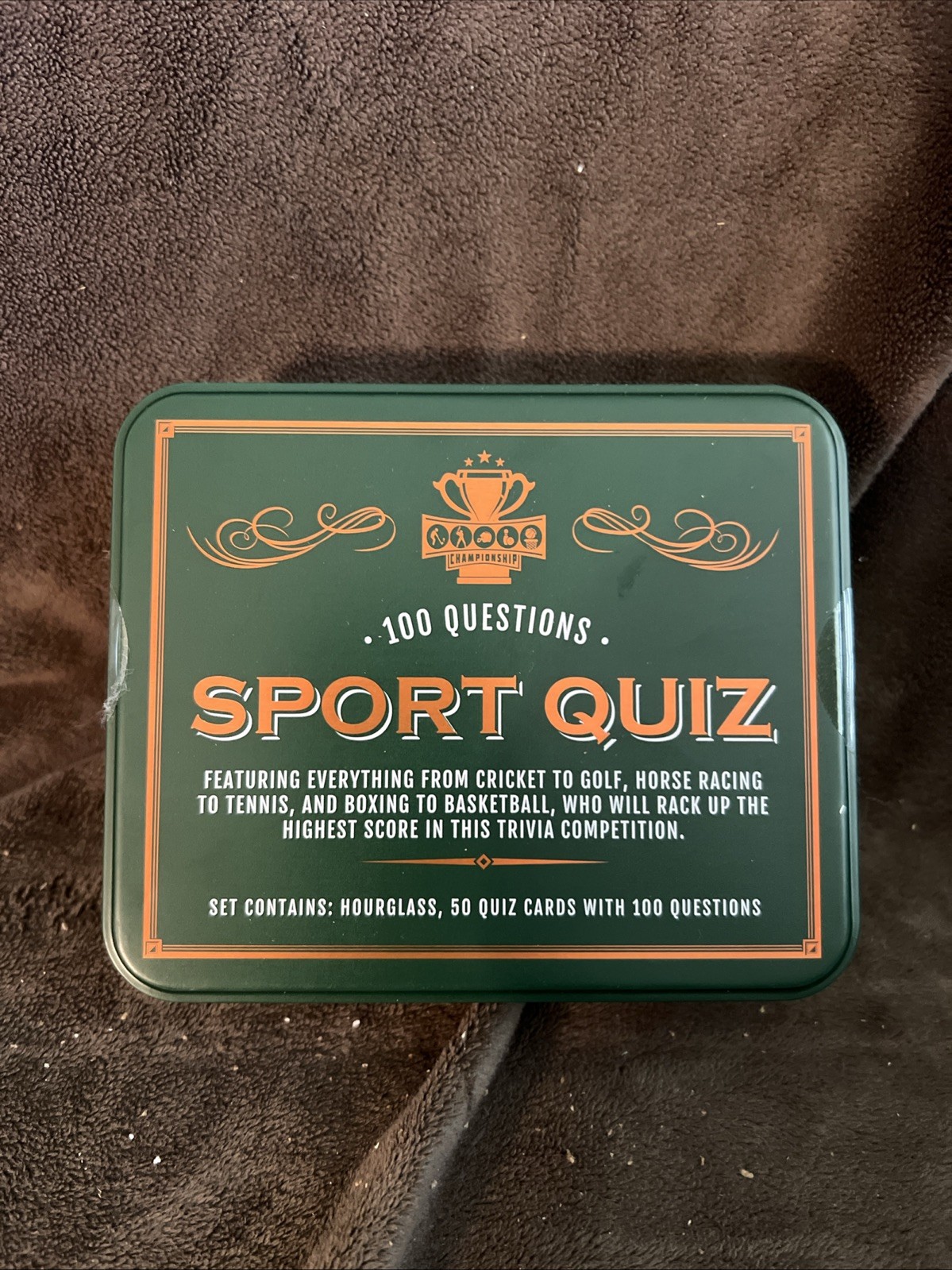 100 Questions Sport Quiz Championship Sport Quiz Game Collectible Tin Box