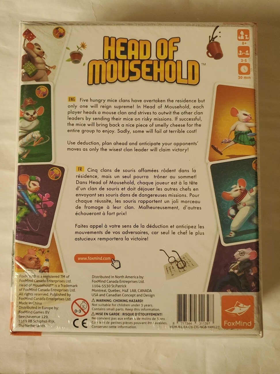 New FoxMind Games Head of Mousehold – 2-5 players – Ages 8+