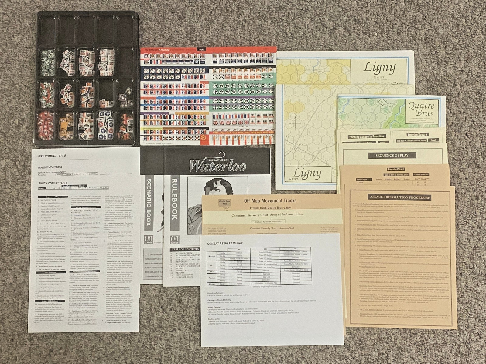 Battles of Waterloo – GMT 1994 – Complete + C3I Replacement Counters & More