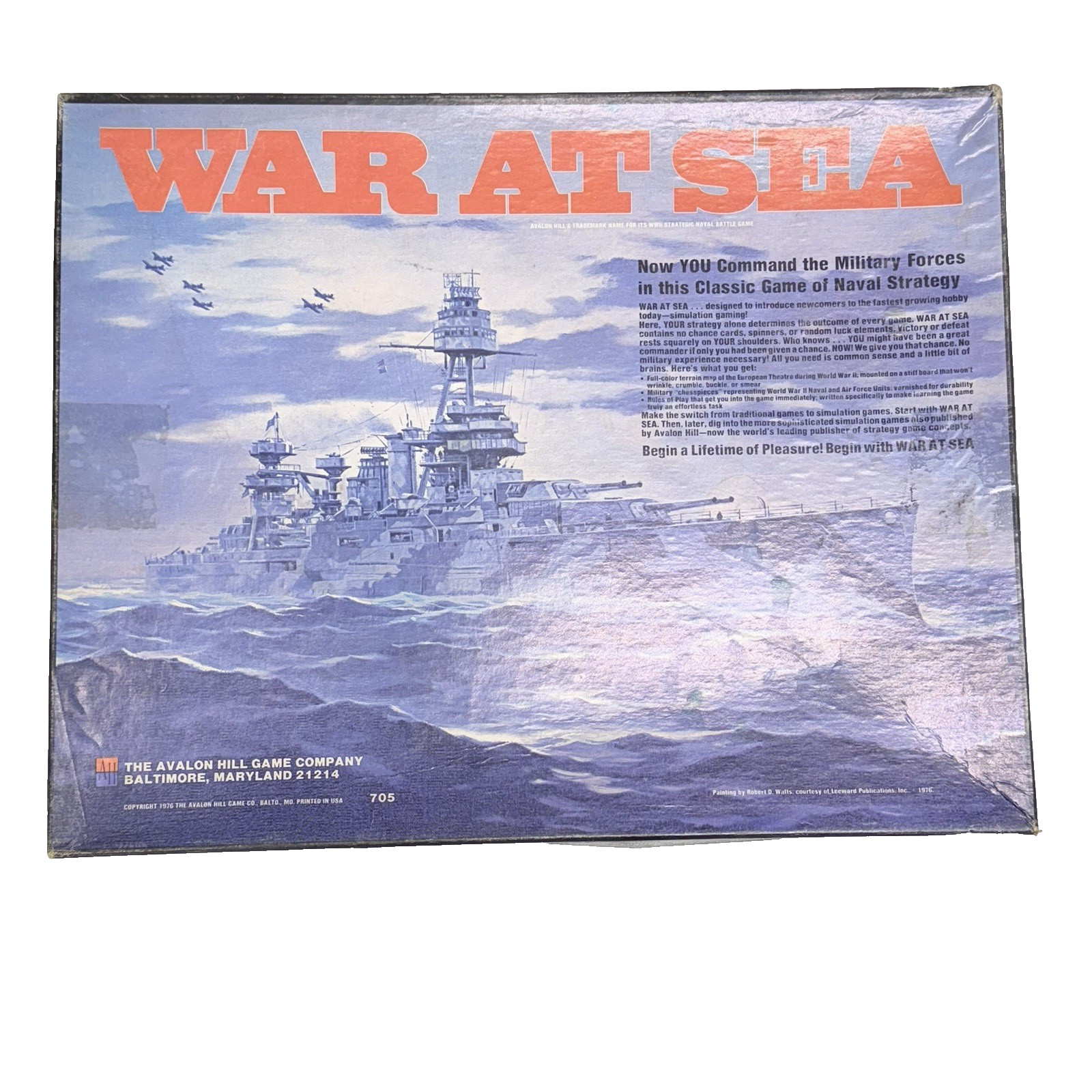 Avalon Hill War at Sea Strategy Game 1976 Complete Vintage Naval Wargame