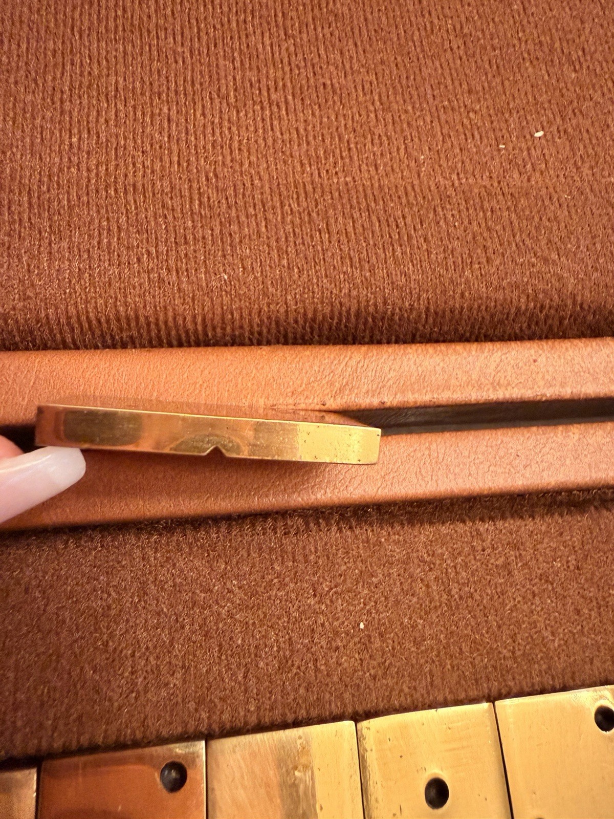 Vintage Mid-Century Solid Brass Double Six Dominoes Set(28) in FauxLeather Case
