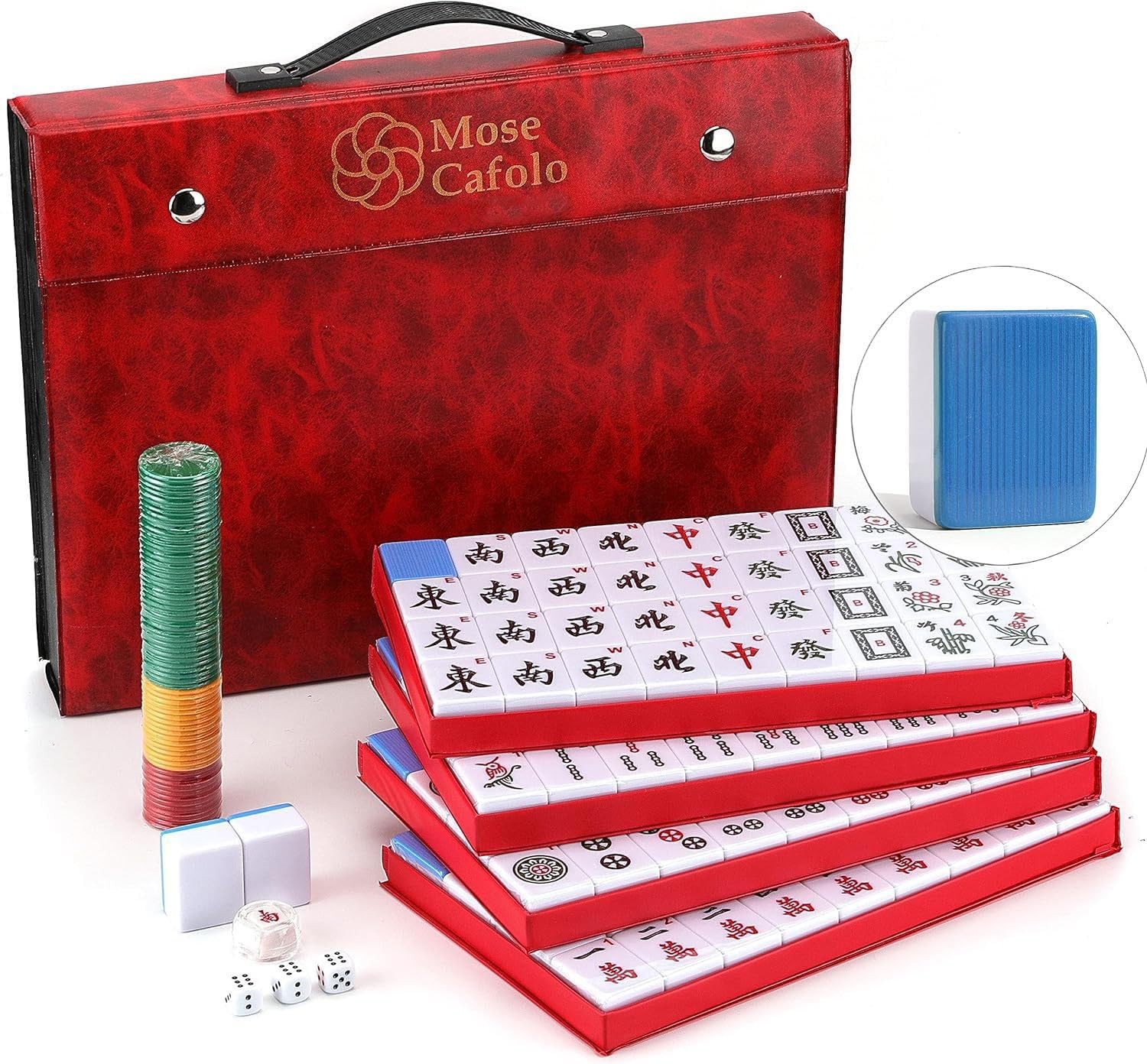 Mose Cafolo Professional Chinese Mahjong Game Set 146 Numbered Large Size Til…