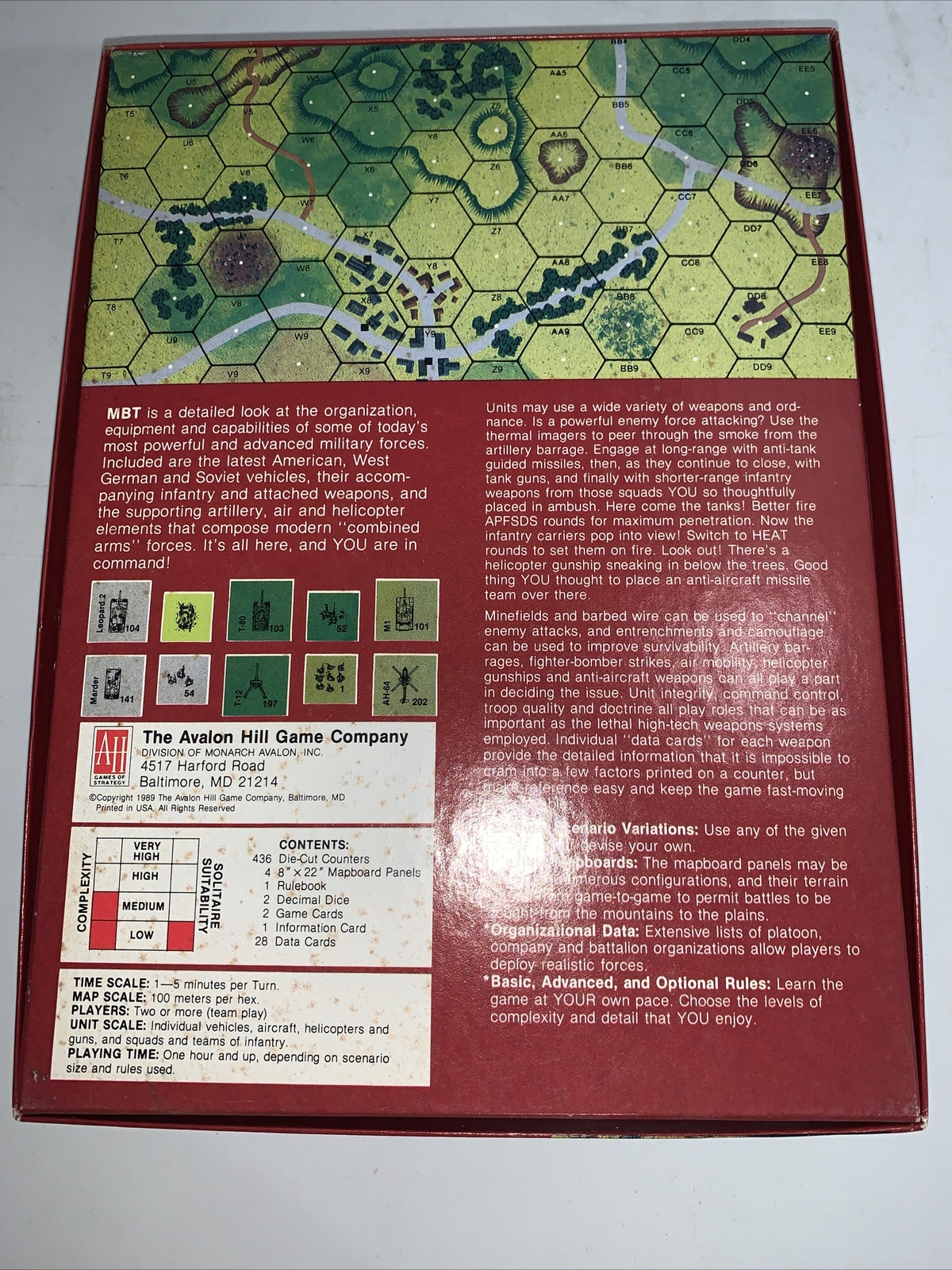 MBT Avalon Hill 1st Edition 1989 Modern Tactical Ground Combat Germany UNPUCNHED