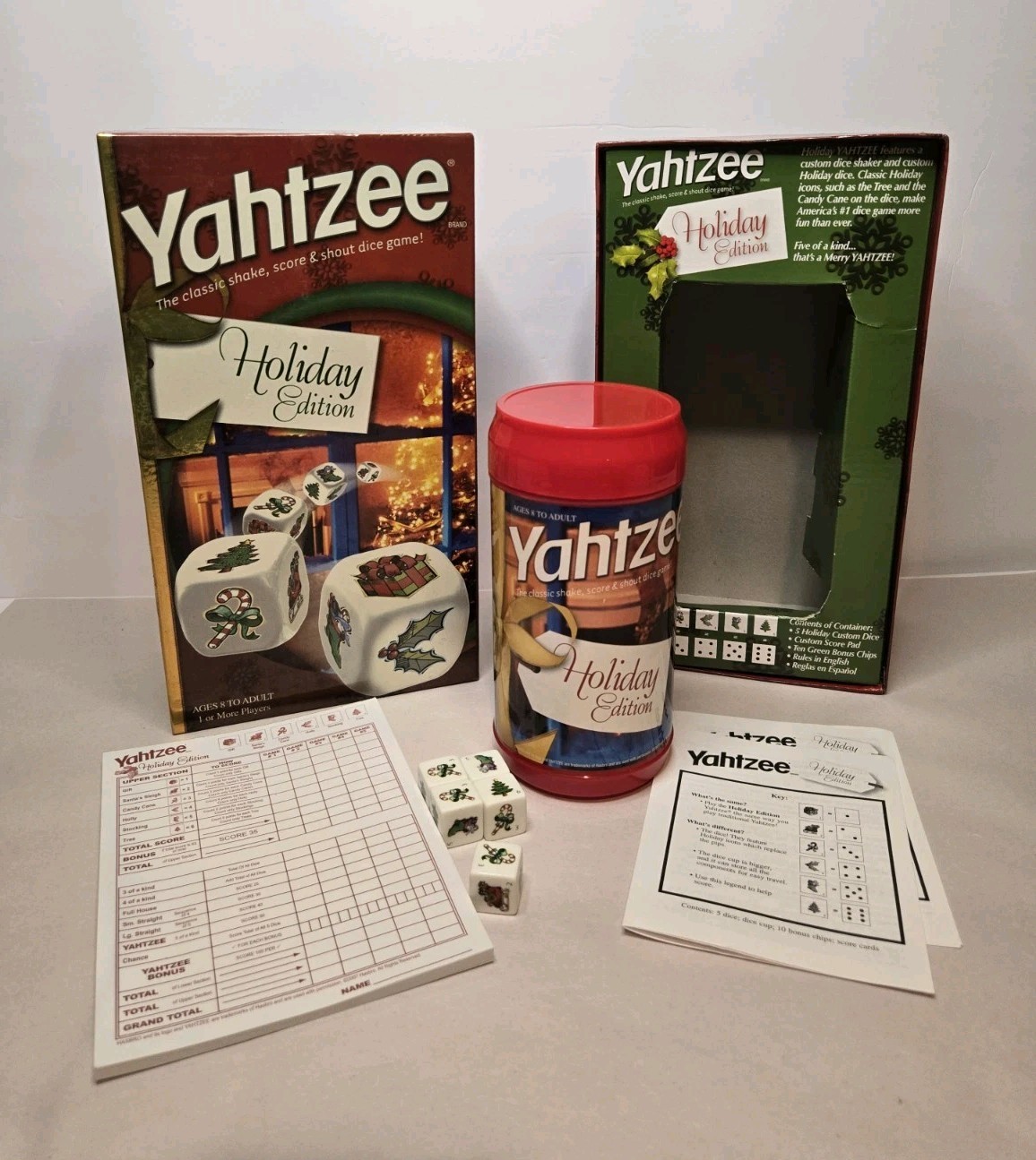 Yahtzee Holiday Edition Christmas Family Dice Game Hasbro-Missing Green Tokens
