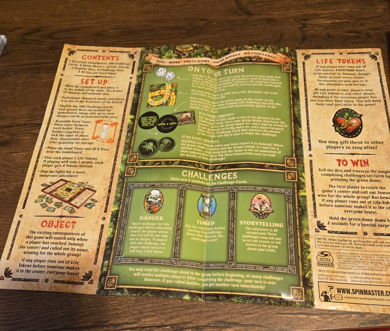 Jumanji Deluxe Board Game Replacement Parts Board Box Cards Pieces Tested Works