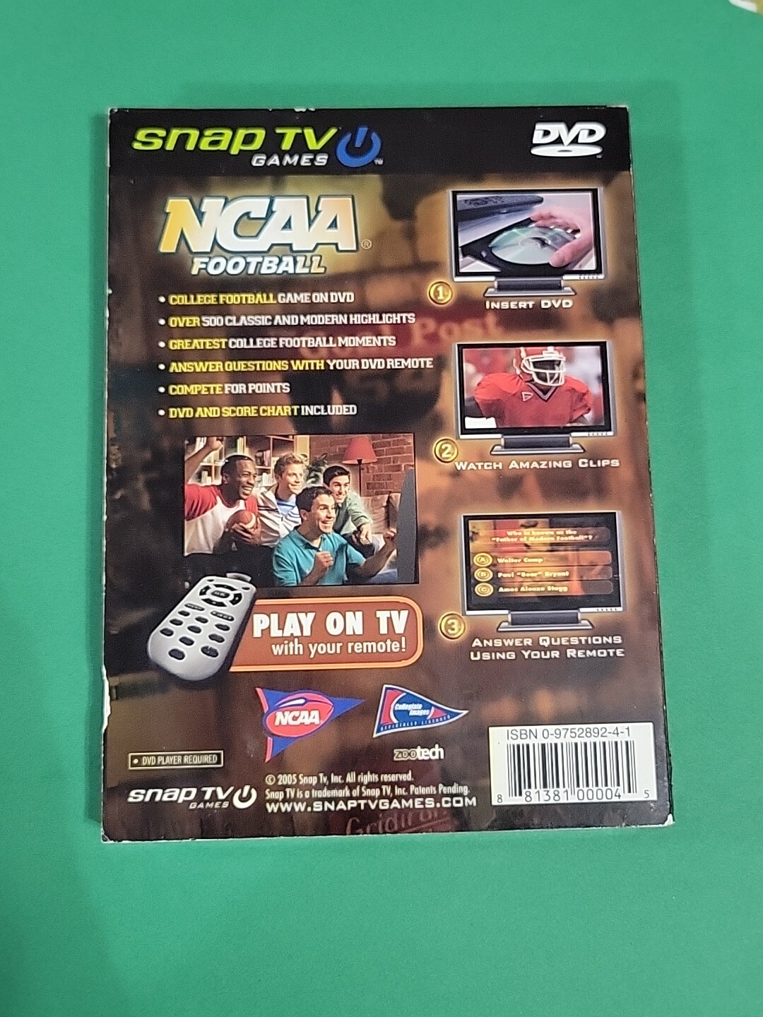 NCAA Football DVD Trivia Challenge Snap TV Games 2006 College Sports Highlights