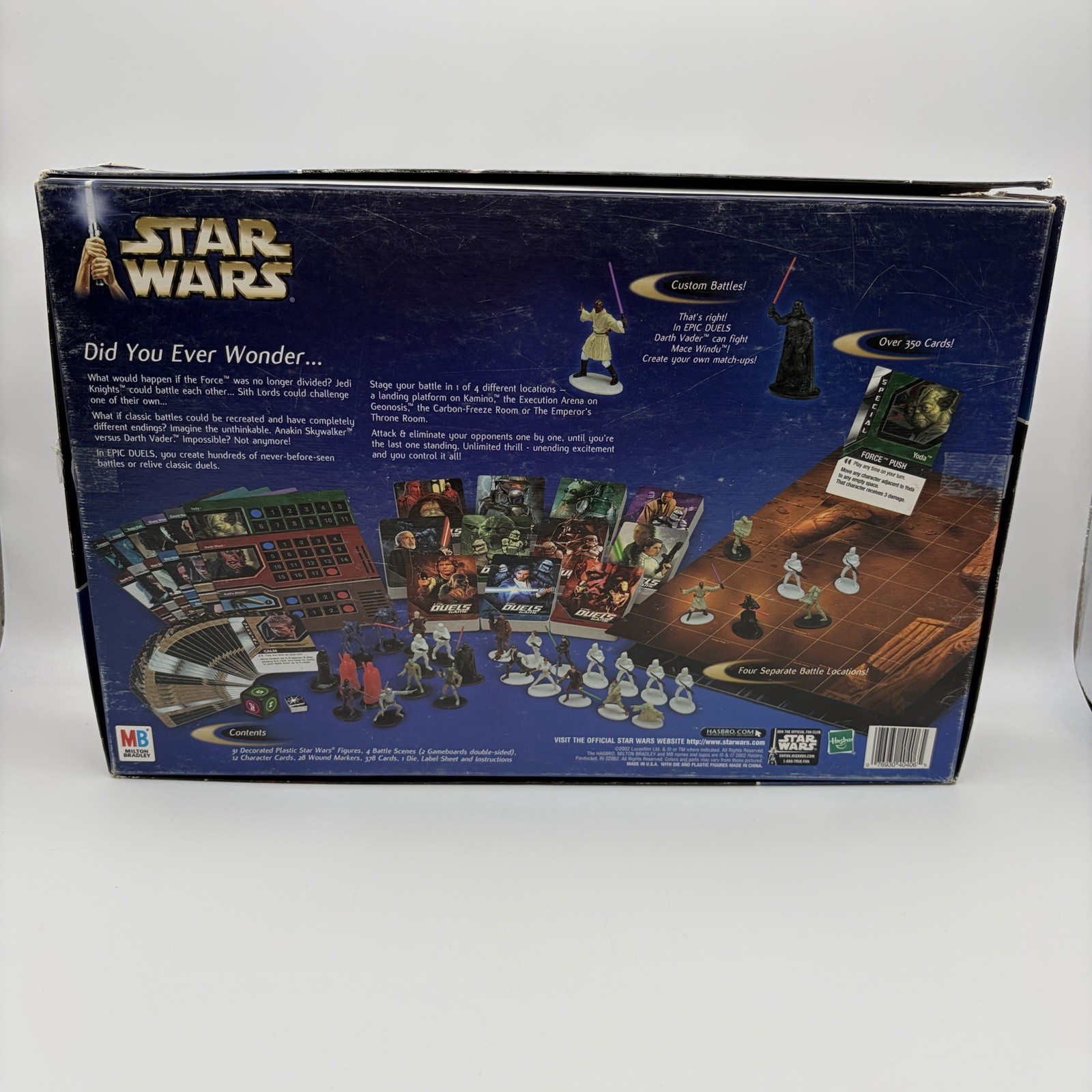 Star Wars Epic Duels Board Game 2002 w/ Figures 370/372 Cards Read