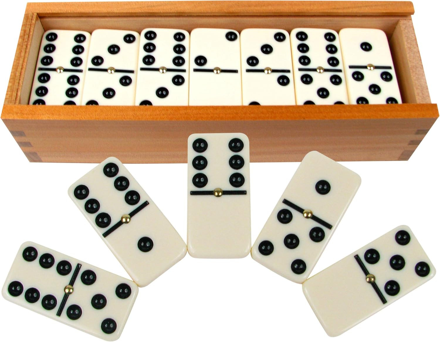 Double Six Dominos – 28-Piece Ivory Dominos Set for Adults and Kids – Classic Nu