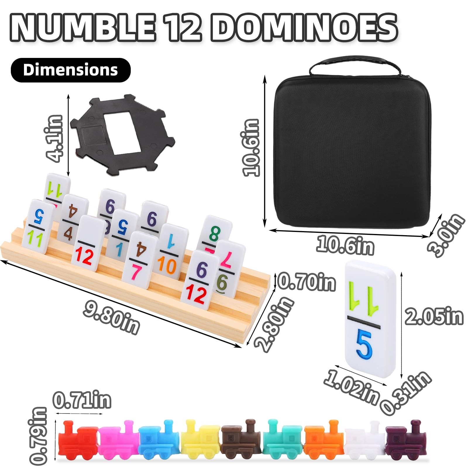 Doreimi Mexican Train Dominoes Set Numbers and 8 average size, Multicolour