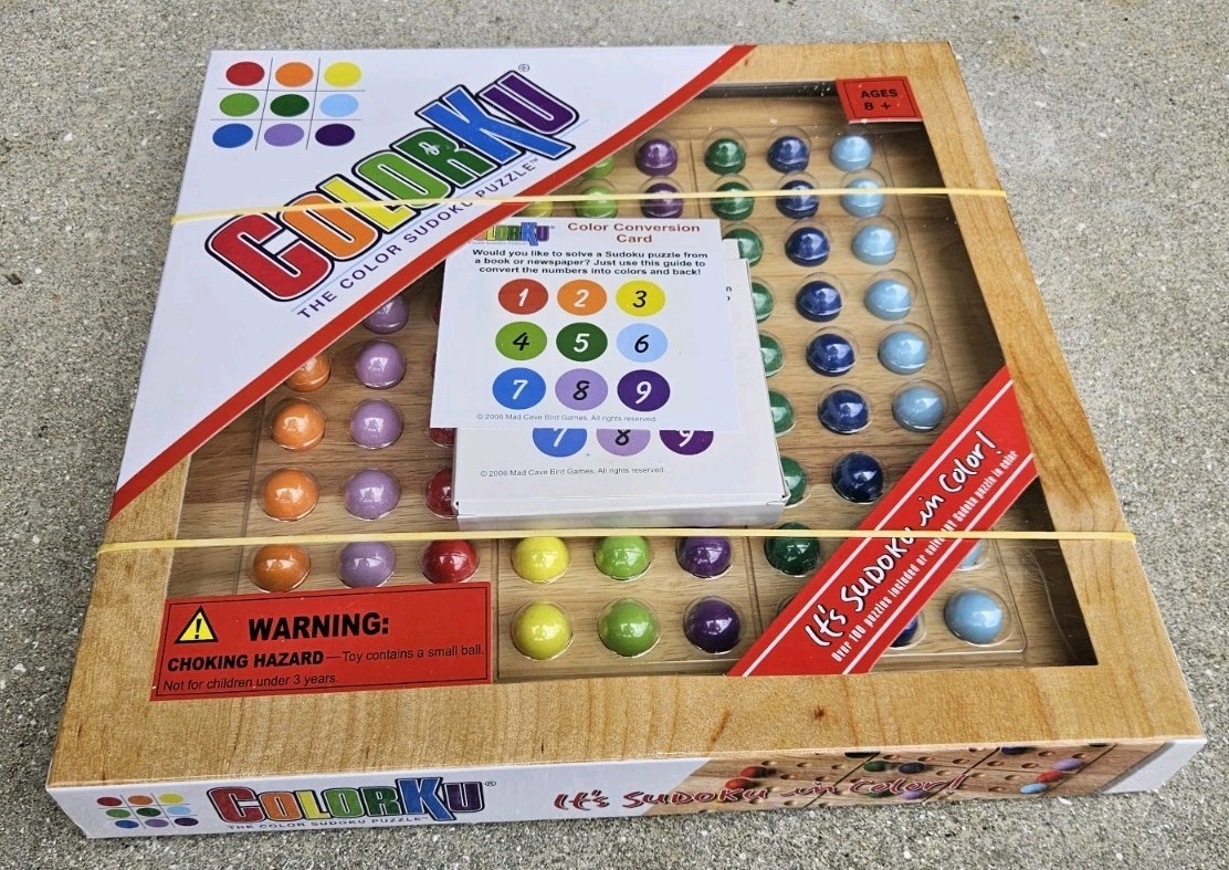 ColorKu: Color Sudoku Puzzle Solid Wood Game Board, Puzzle Cards/Expansion Packs