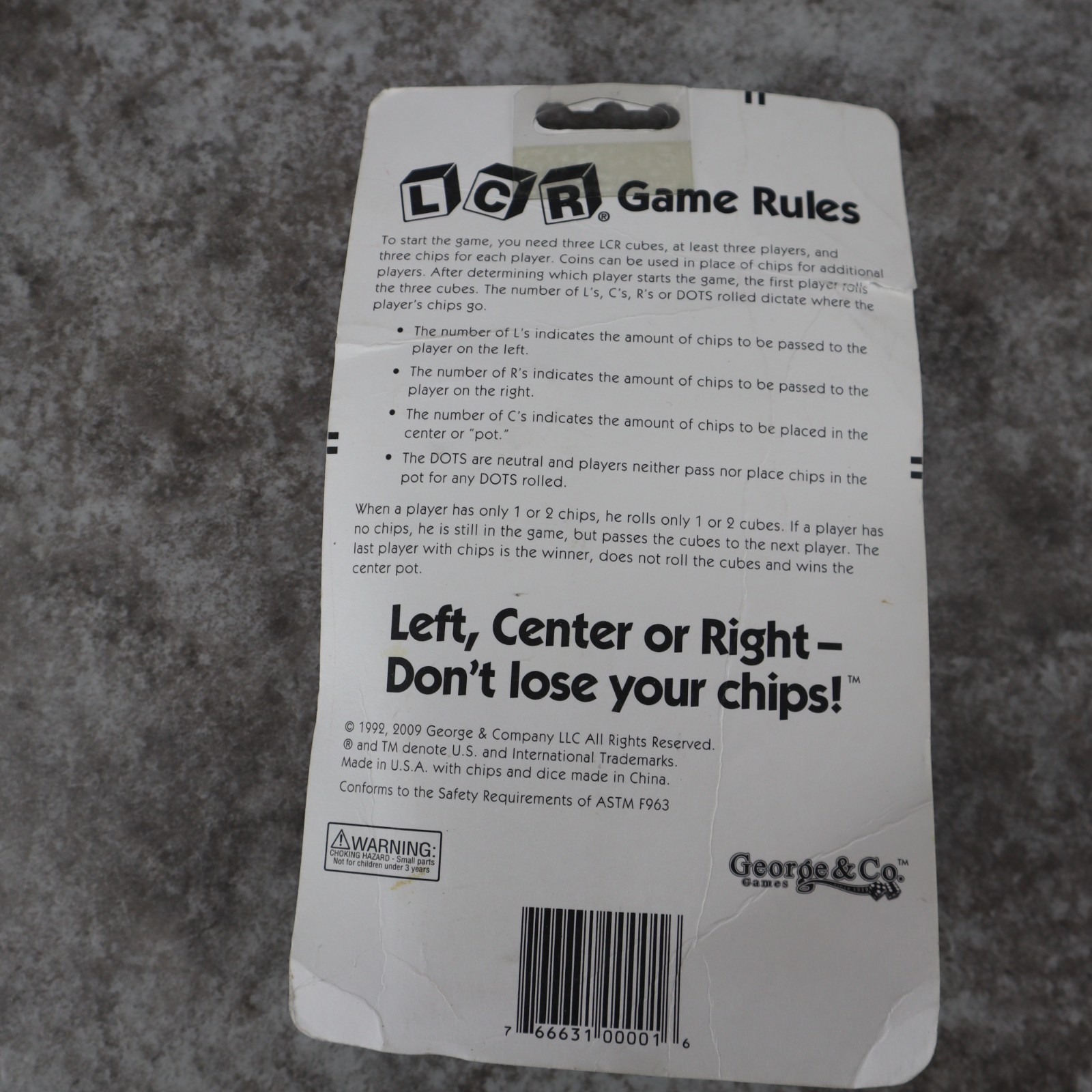 George & Co. LCR Game Left Center Right Dice Family Game NEW