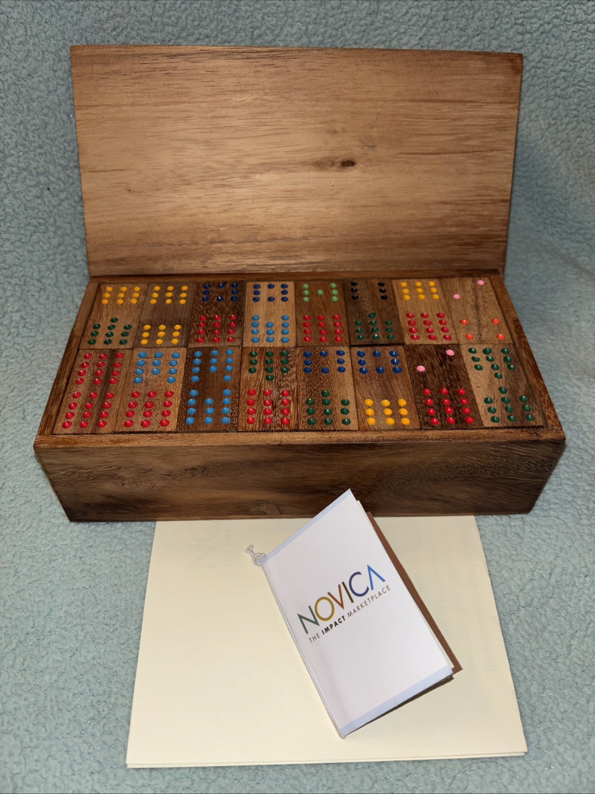 THAI ARTISAN WARAPORN KHAMSUK RAIN TREE WOOD Set 96 Dominos Dominoes Unique EF