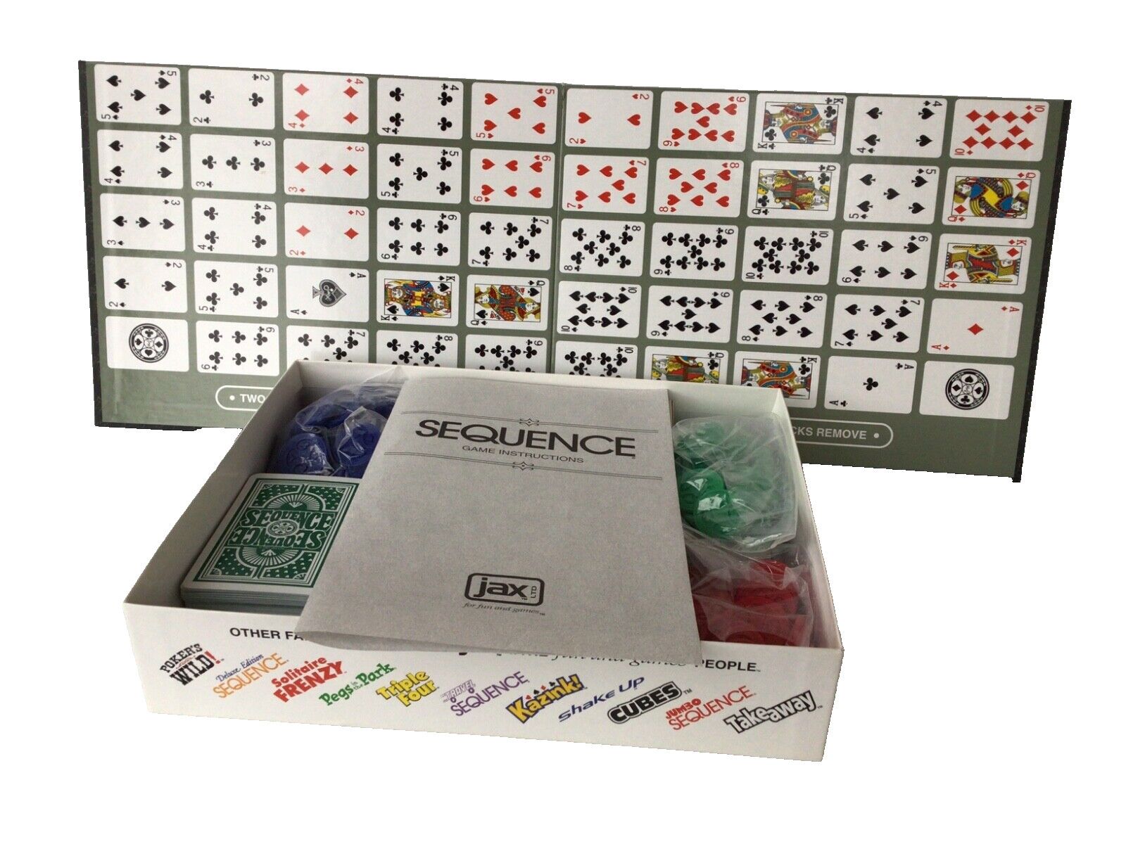SEQUENCE 1995 JAX STRATEGY BOARD GAME AGE 7 TO ADULT – 2 TO 12 PLAYERS