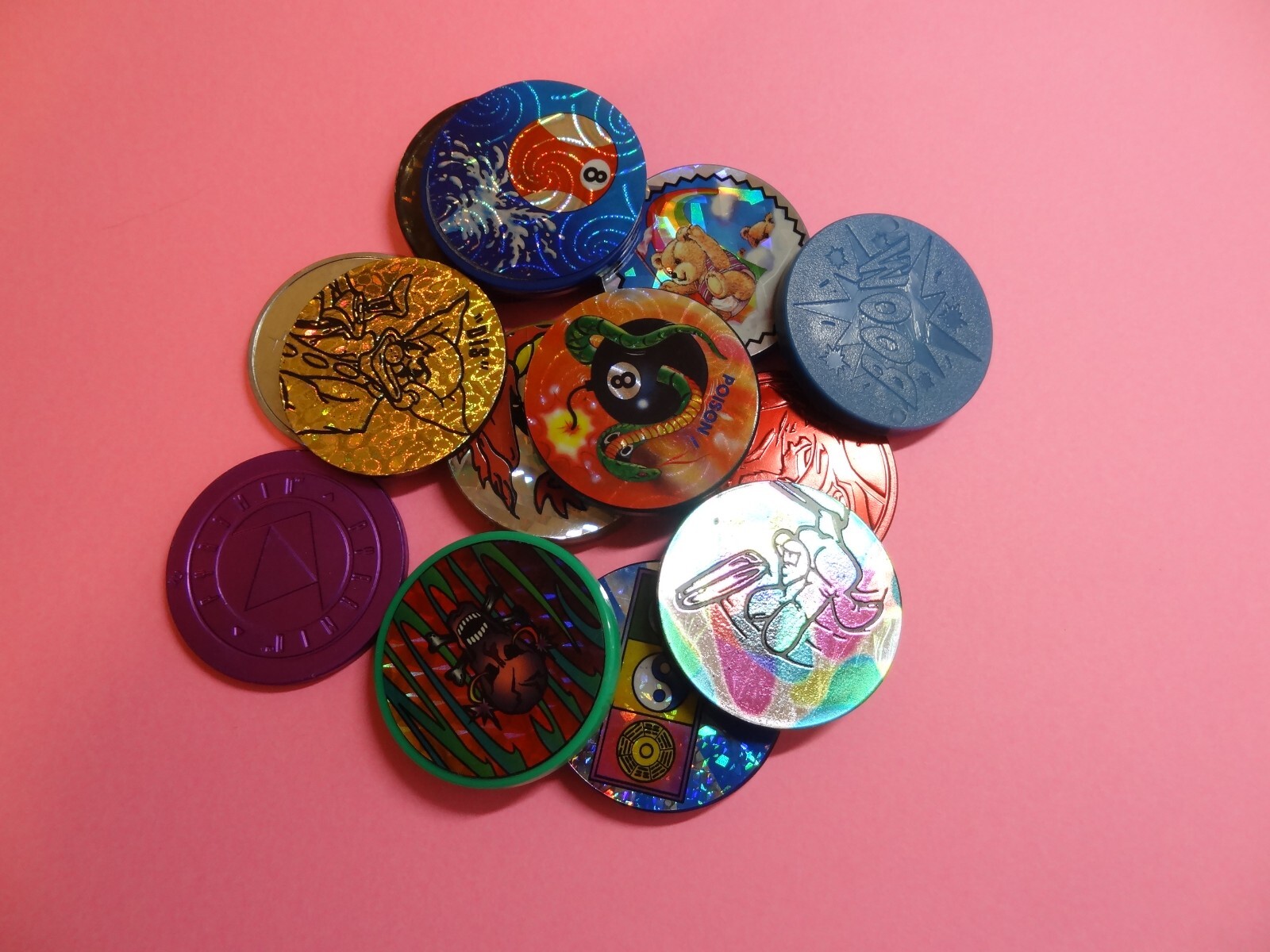 POGS * 100 Misc * 5 Misc Slammers * Plastic and Metal and 1 Brass