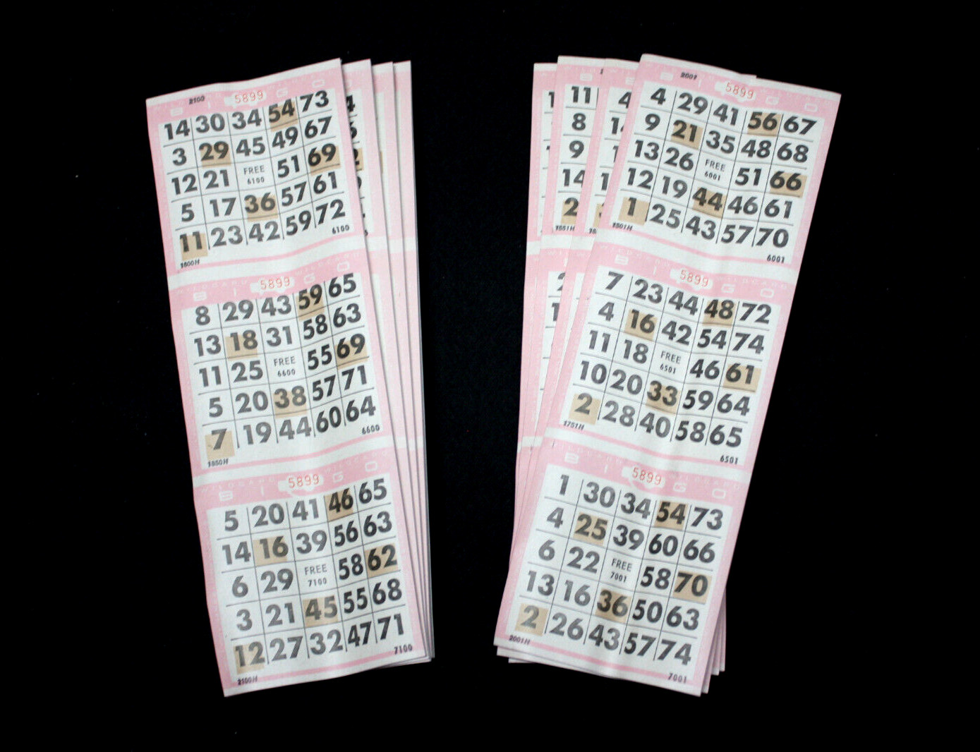 BINGO PAPER Cards Sheets 3 on 1 Pink Border Wildcard 5 pattern – 100 sheets