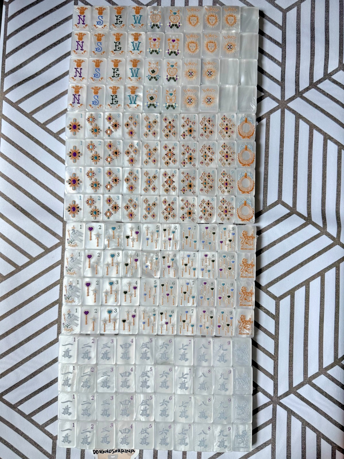 Mahjong Tiles Set – 160 Acrylic American Mah Jong Game – Pearl White Shell