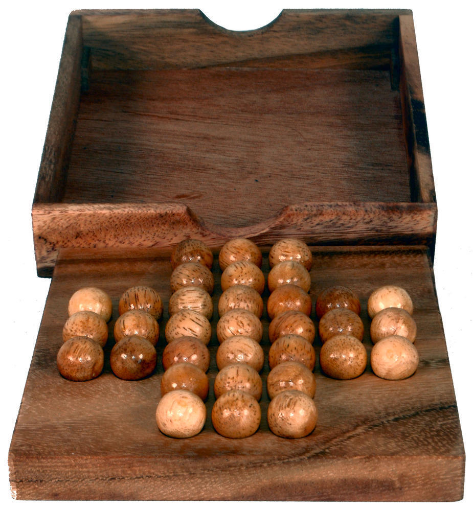 Fair Trade Thai Thailand Wooden Rainwood Solitaire Set in Wooden Box 14x14x3cm