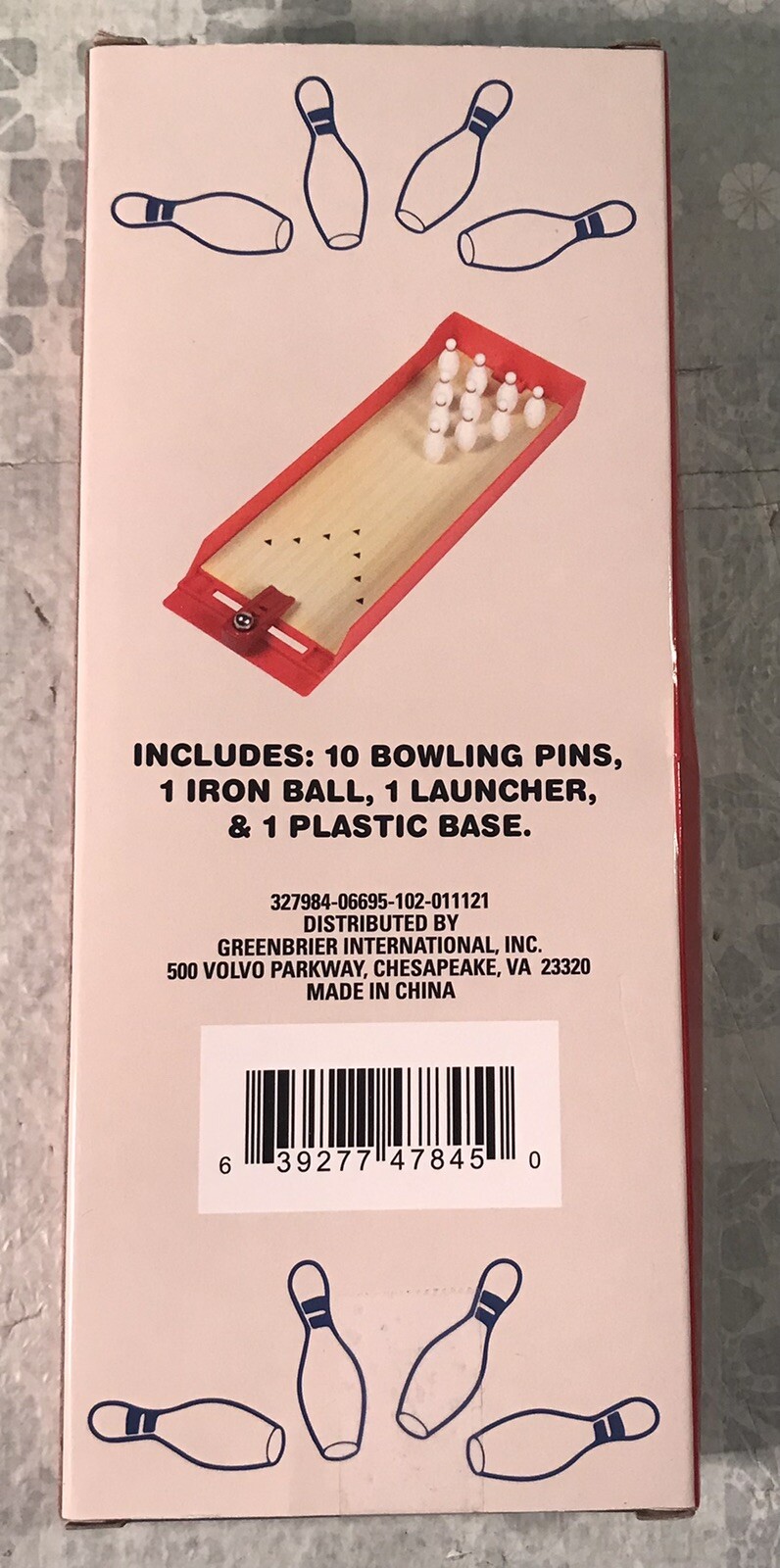 Greenbrier International Desktop Bowling Game Tabletop Plastic New In Box