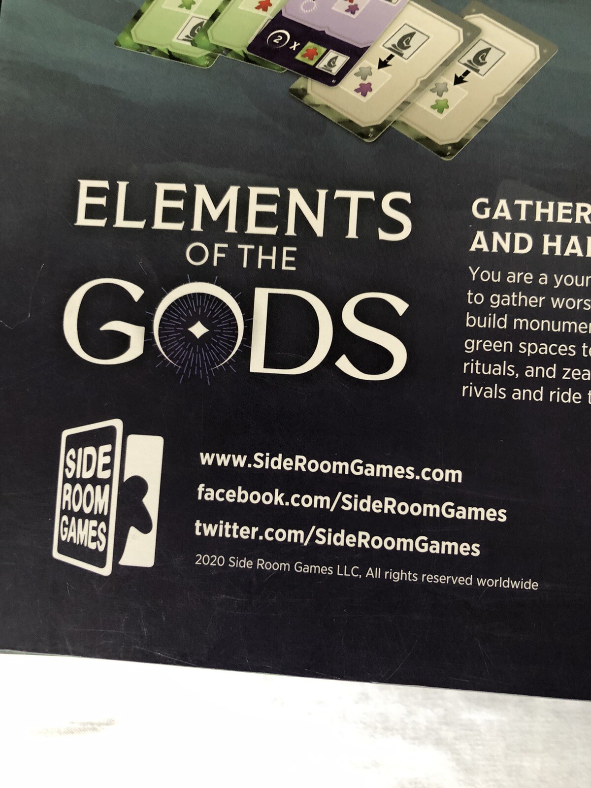 Elements Of The Gods Boardgame By Side Room Games NEW (open) Cards In Shrink