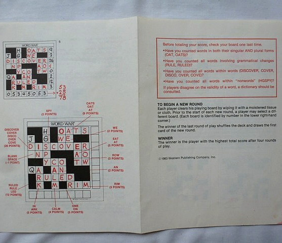 Vintage Word War Competitive Crossword Game 1983 Western Pub Complete