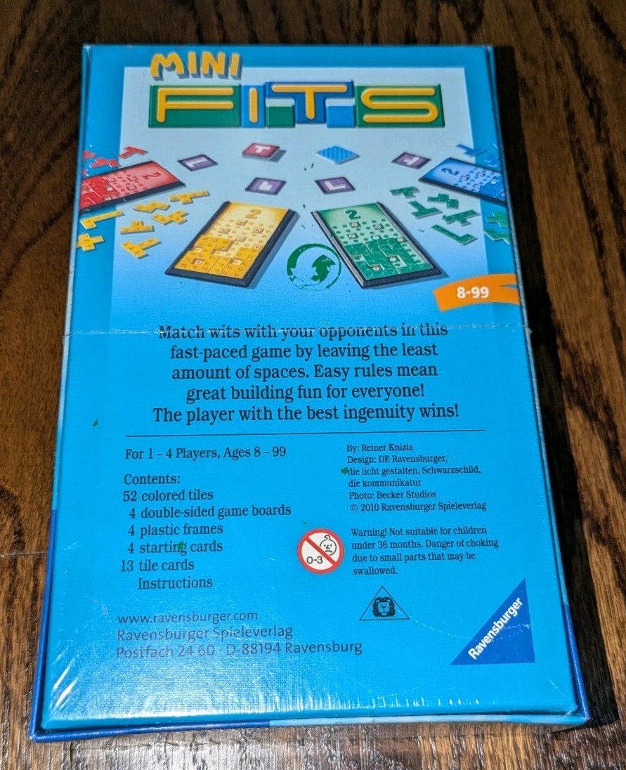 New Ravensburger Mini Fits Family Board Game of Wits Reiner Knizia Blocks Puzzle
