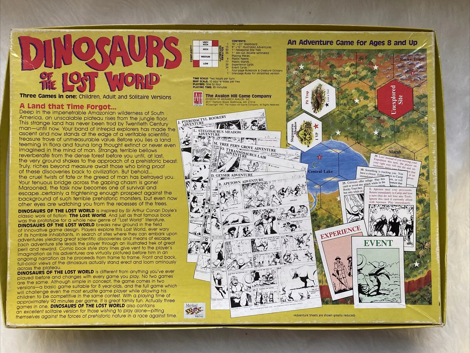 1987 Dinosaurs of the Lost World Boardgame AH Avalon Hill Game Company~EUC