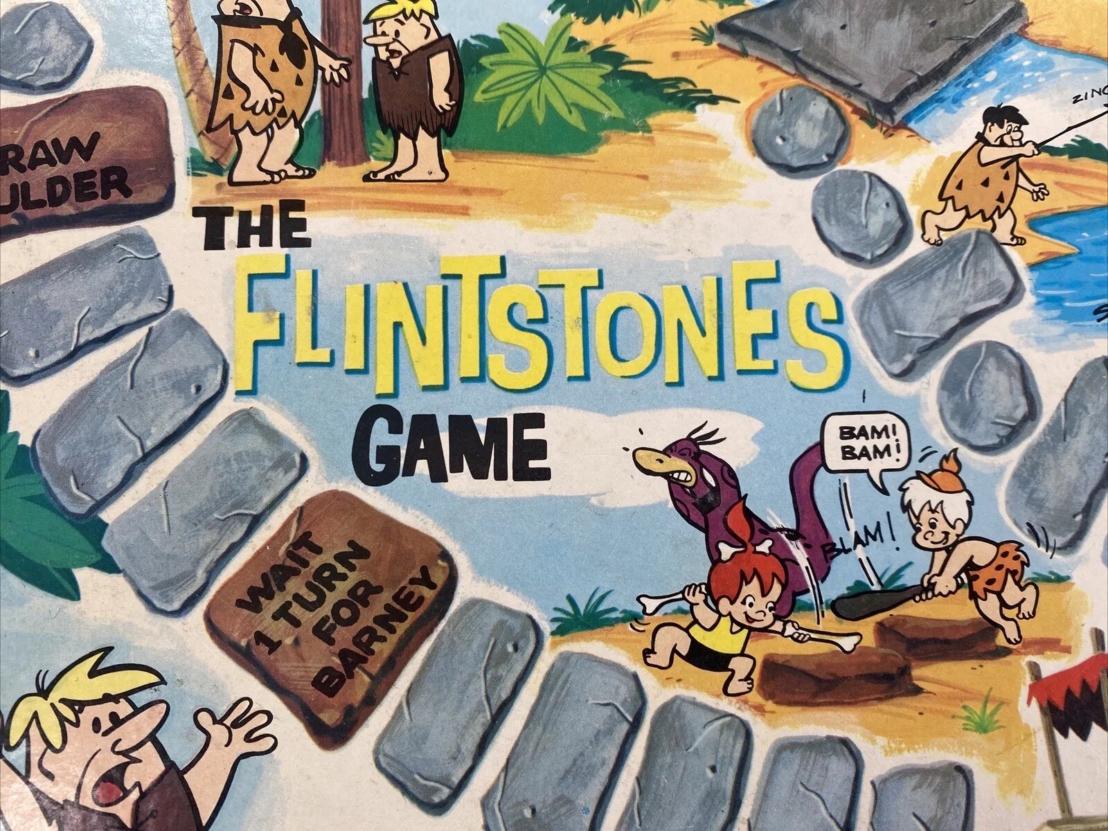 Flintstones Board Game Milton Bradley 1971 Messed Up Vacation GAME BOARD ONLY