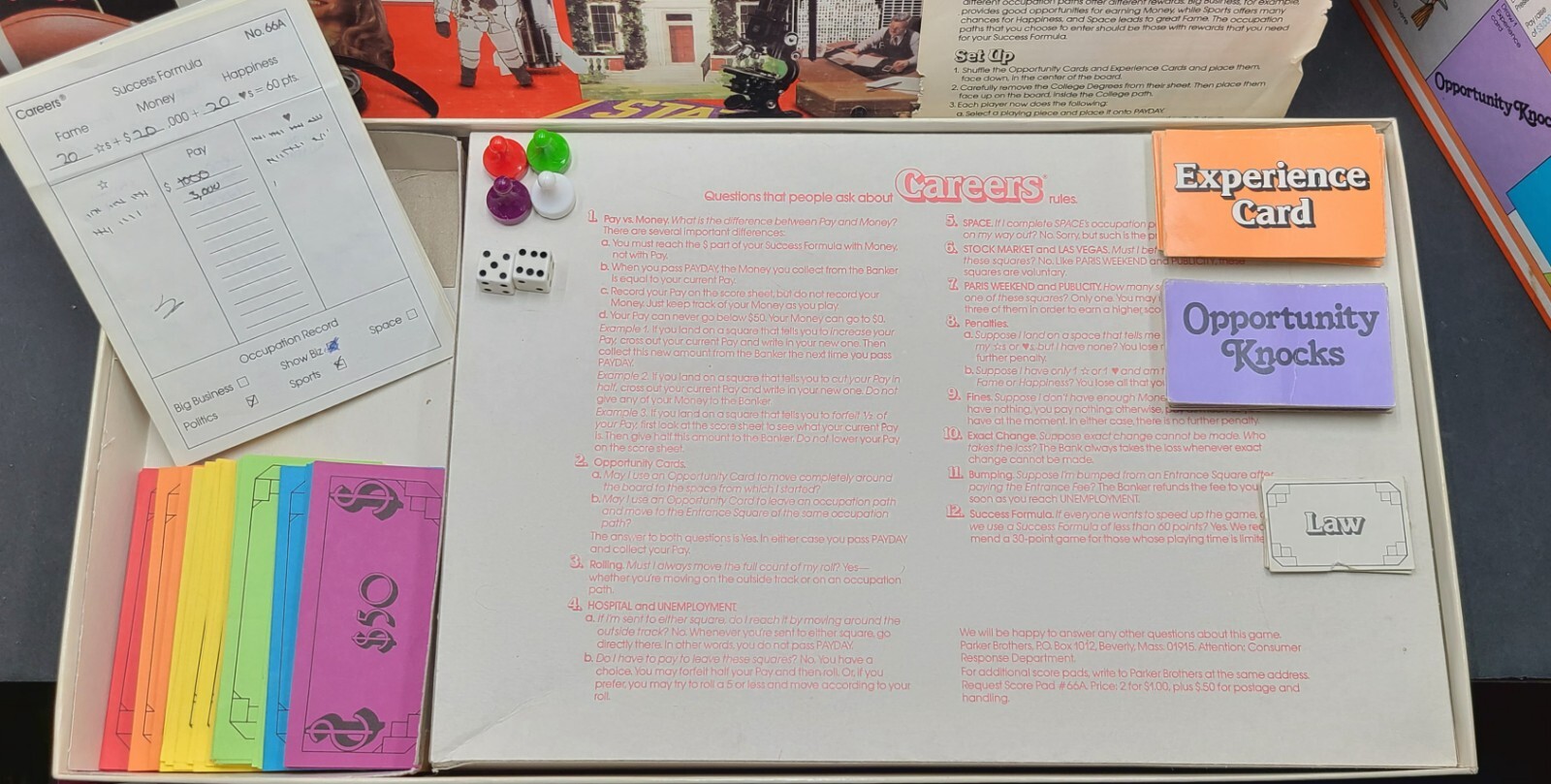 Vintage 1979 “Careers” Family Board Game Parker Brothers Fame Fortune Happiness
