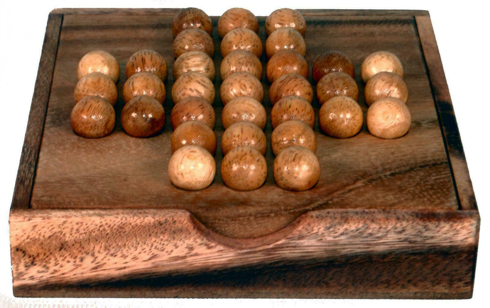 Fair Trade Thai Thailand Wooden Rainwood Solitaire Set in Wooden Box 14x14x3cm