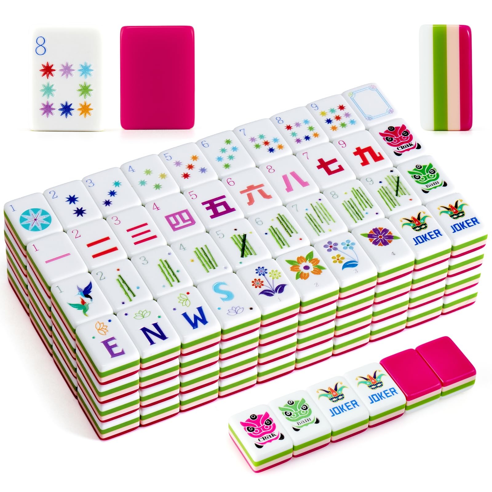 Ikowo American Mahjong Tile Set(4 Layer), 1.2”Mahjong Tile Set with Carrying …
