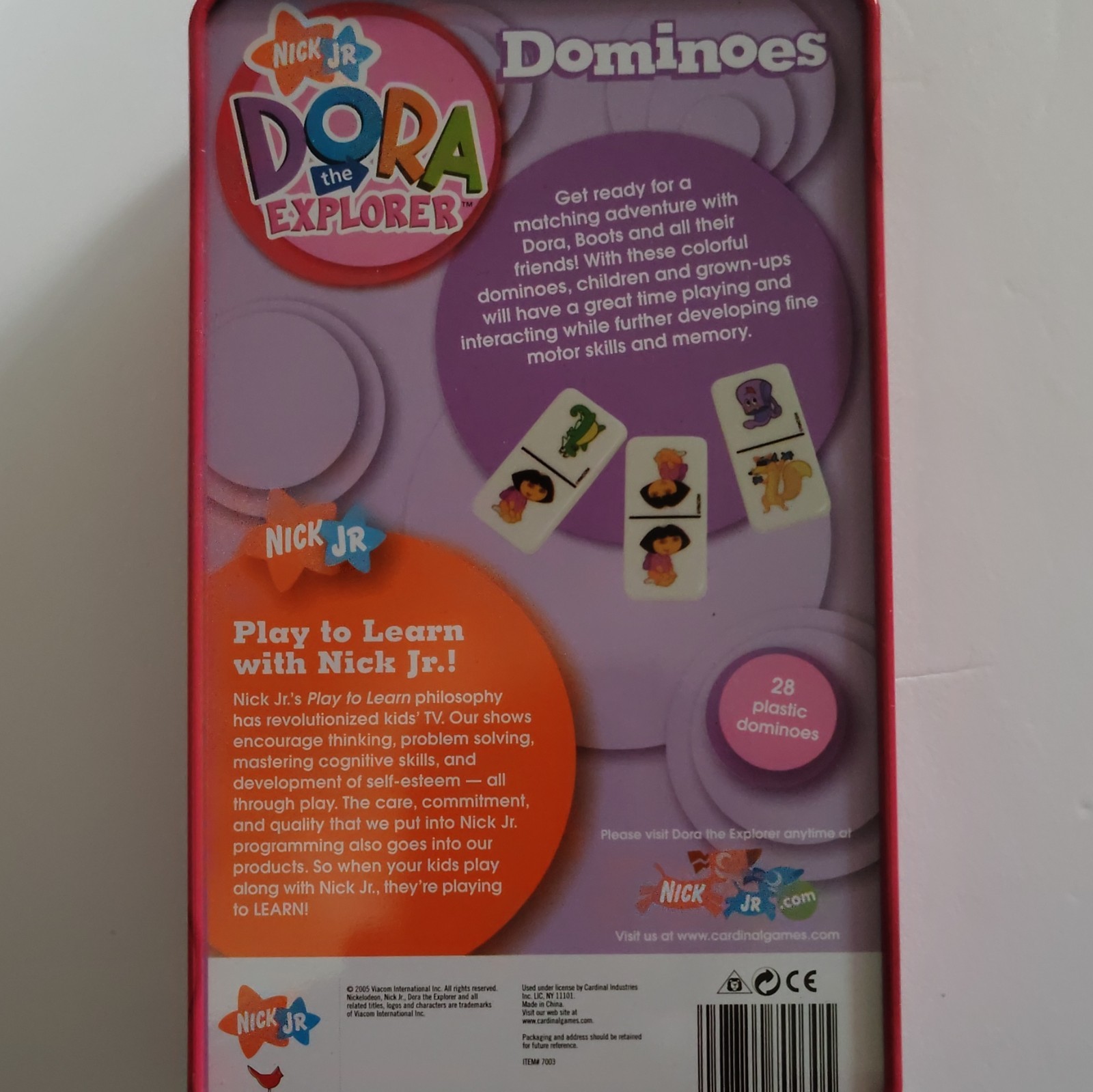 Nick Jr. Dora the Explorer Dominoes Game, 28 Plastic, Ages 5+, 2005