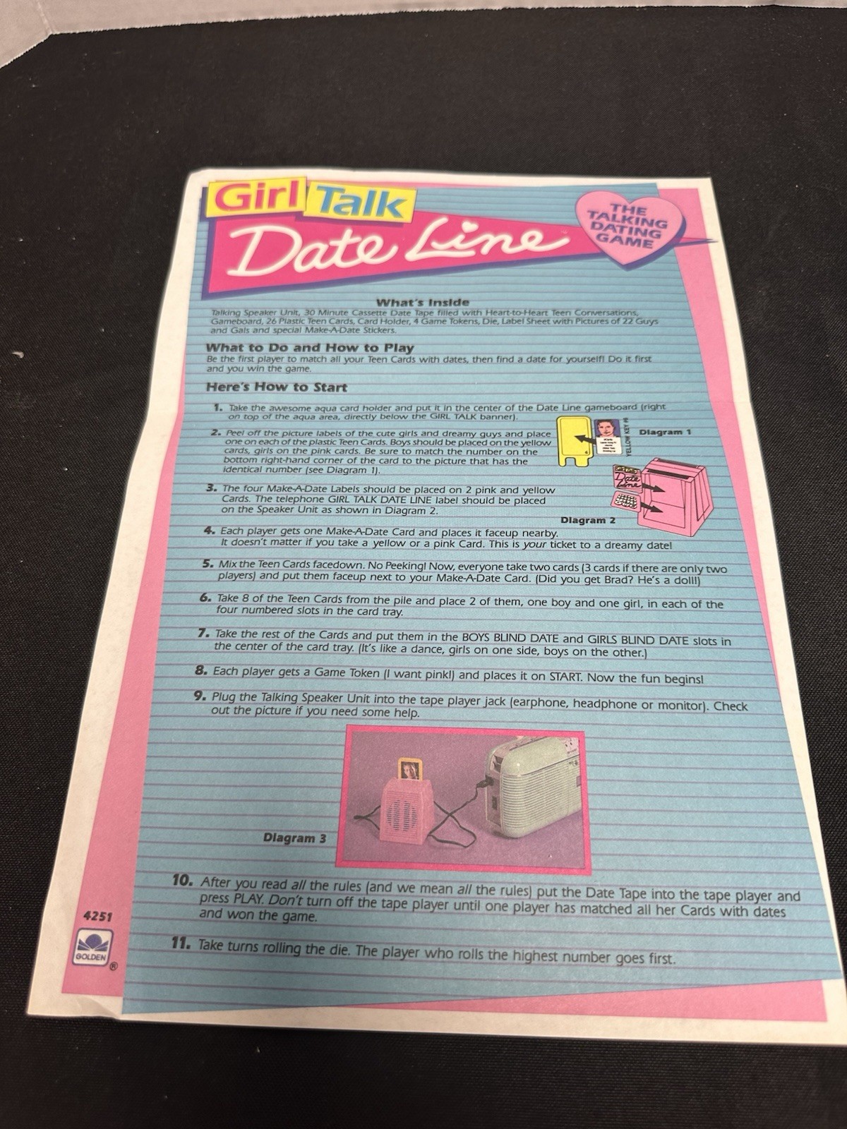 Vintage 1989 Girl Talk Dateline Game COMPLETE Golden Board Game EUC RARE