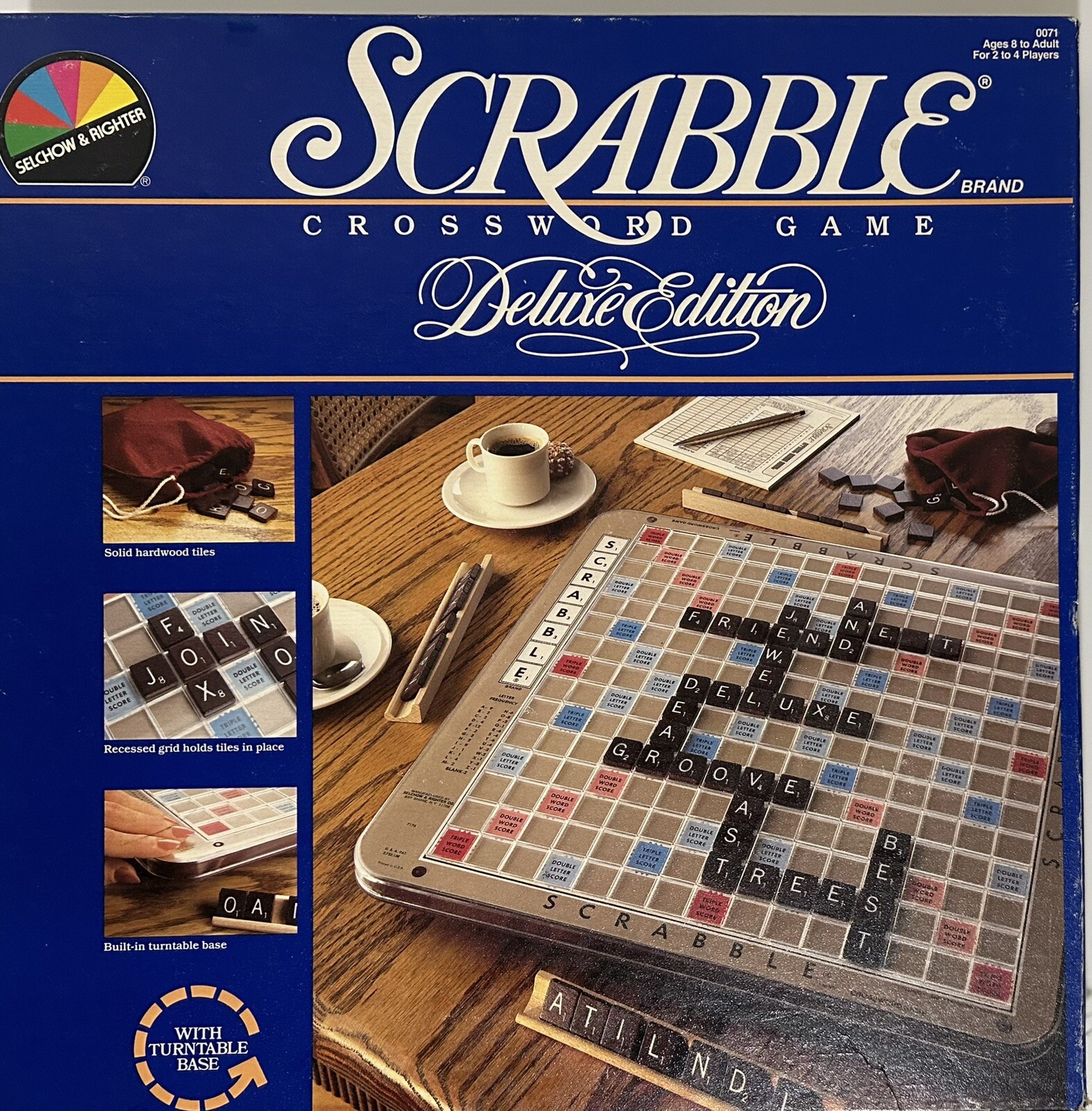 Vintage Scrabble Deluxe Edition 1987 Rotating Turntable Board Game Wooden Tiles