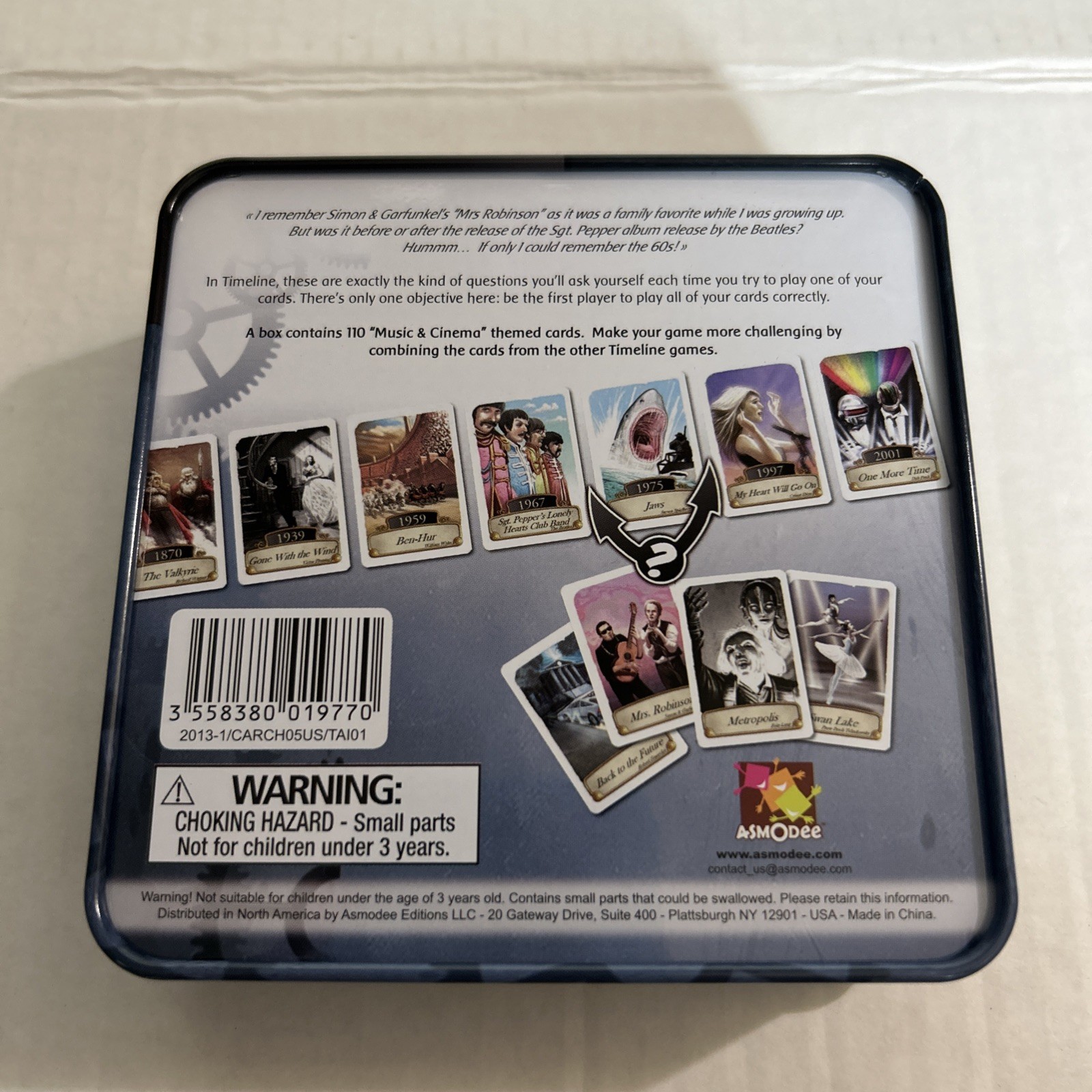 Timeline Music & Cinema Edition Card Game Tin Box Asmodee 2016 Complete