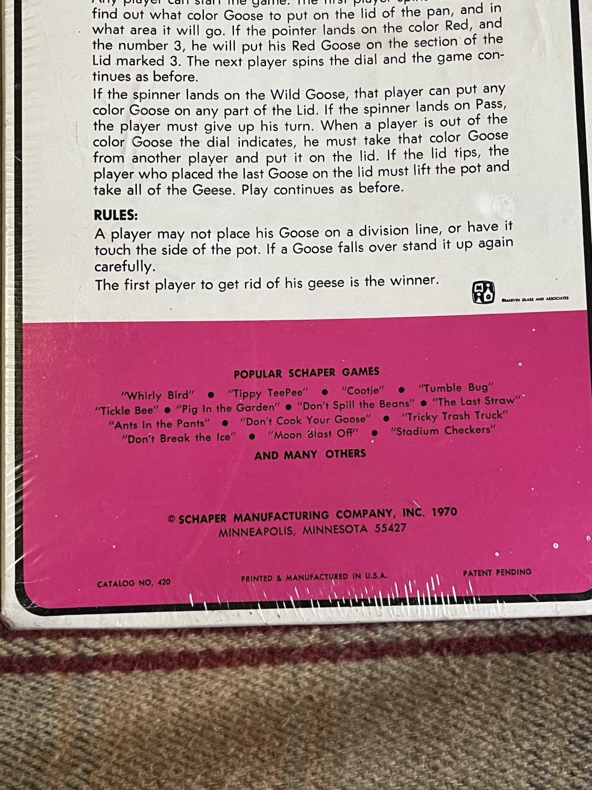 Sealed, Vintage Don’t Cook Your Goose Game. Schaper, 1970.