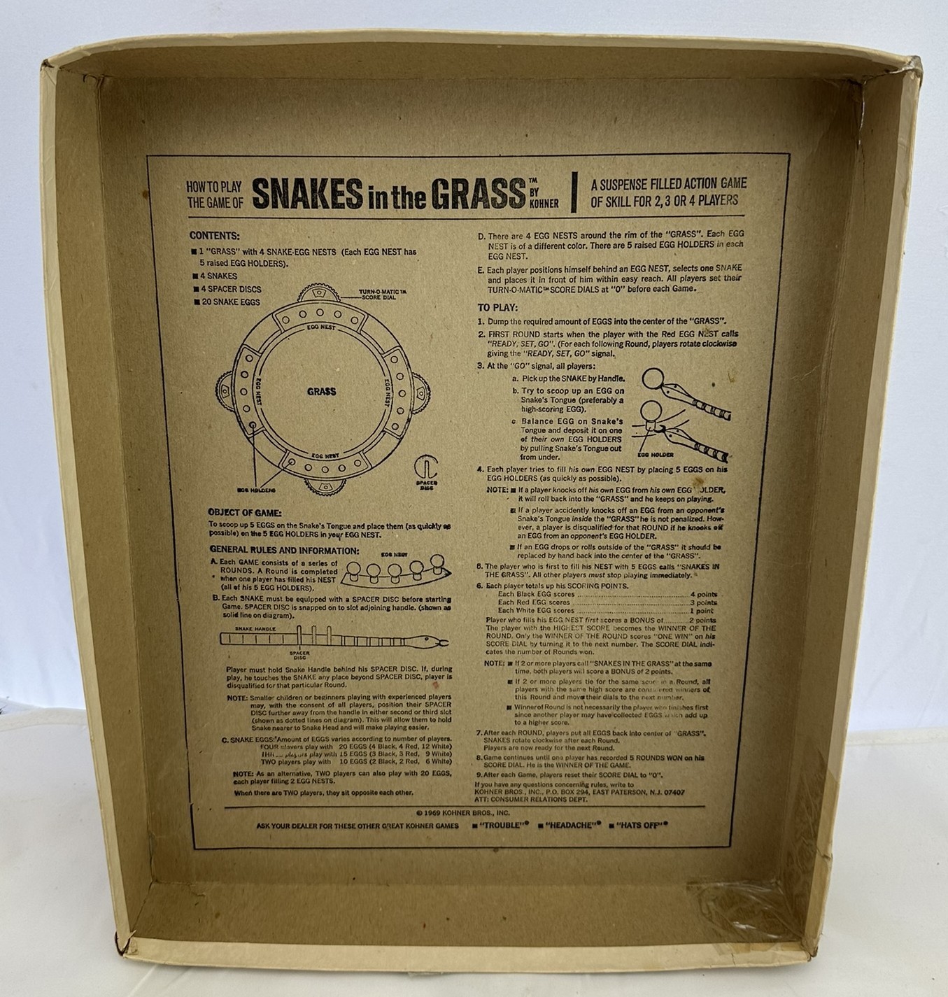 1969 Snakes in the Grass Game by Kohner Complete in Good Condition FREE SHIPPING