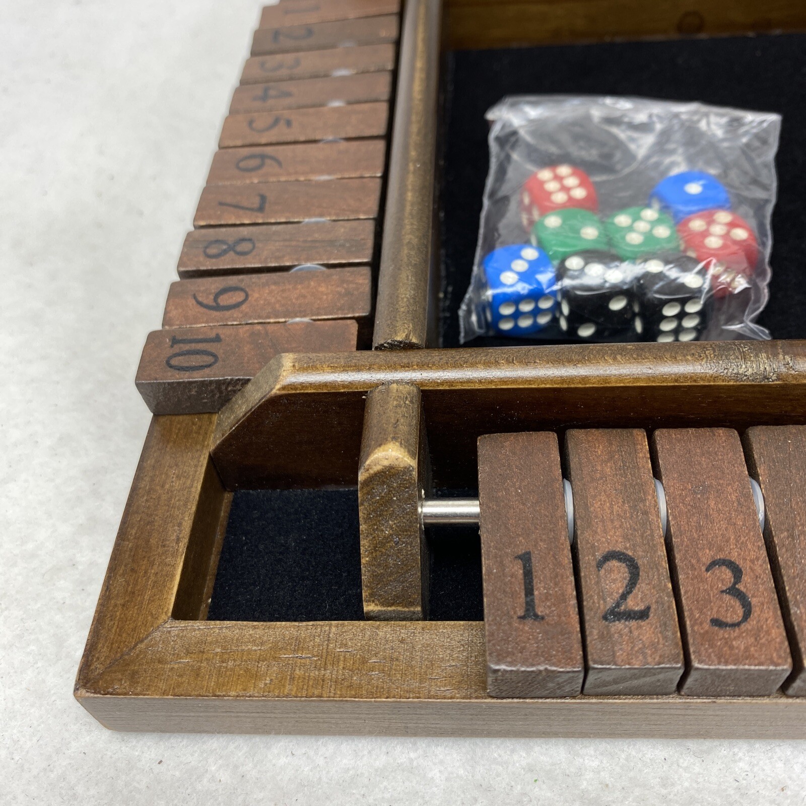 WE Games 4 Player Shut The Box(TM) Dice Game with Lid, Natural Wood, Large A