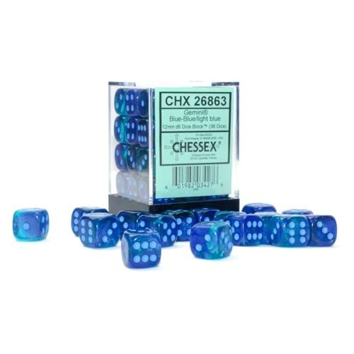 d6 Dice Cube 12mm Gemini Lum BUBUltbu – Chessex (Pack of 36)