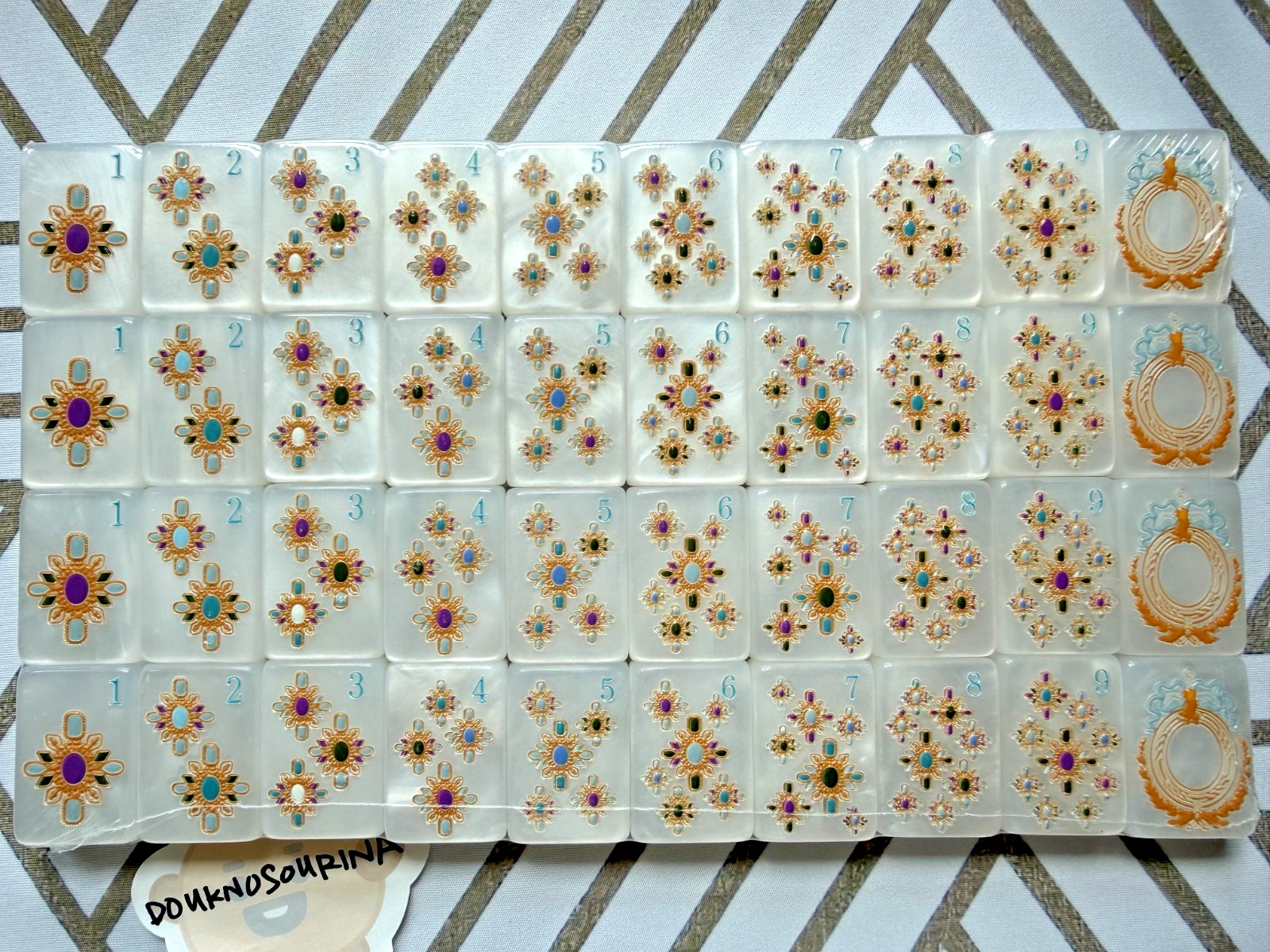 Mahjong Tiles Set – 160 Acrylic American Mah Jong Game – Pearl White Shell