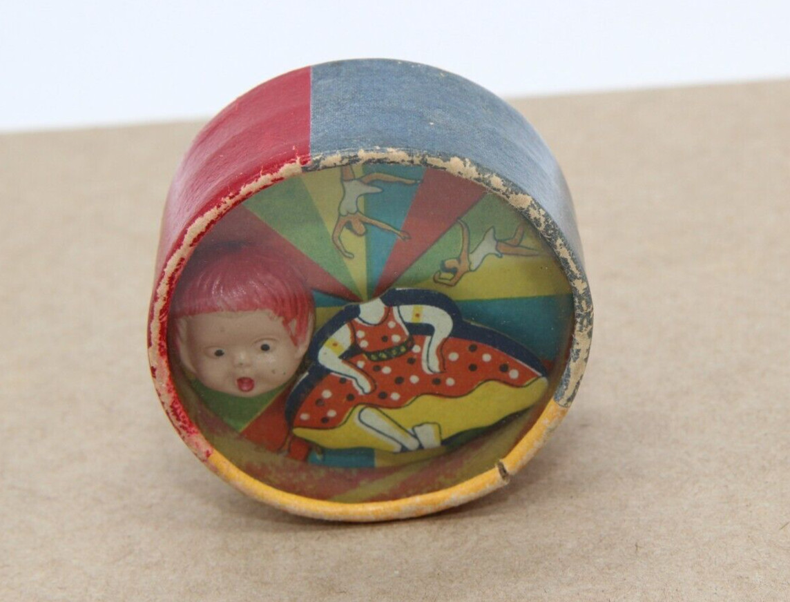 Vintage 2 Sided Handheld Dexterity Puzzle Occupied Japan Girl/Bear w. Barrel