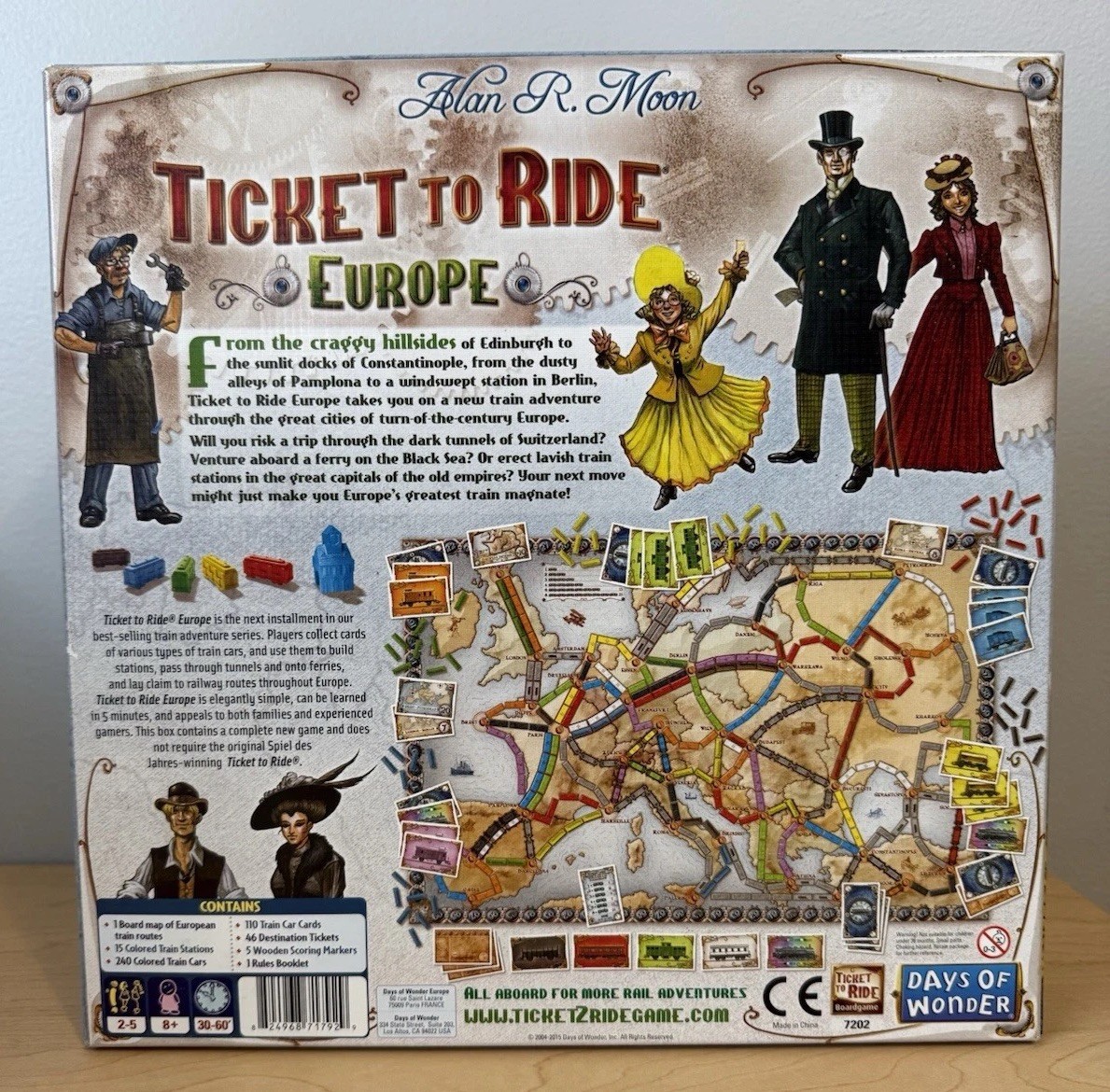 Ticket to Ride Europe Board Game 2015 Days Of Wonder Complete Excellent