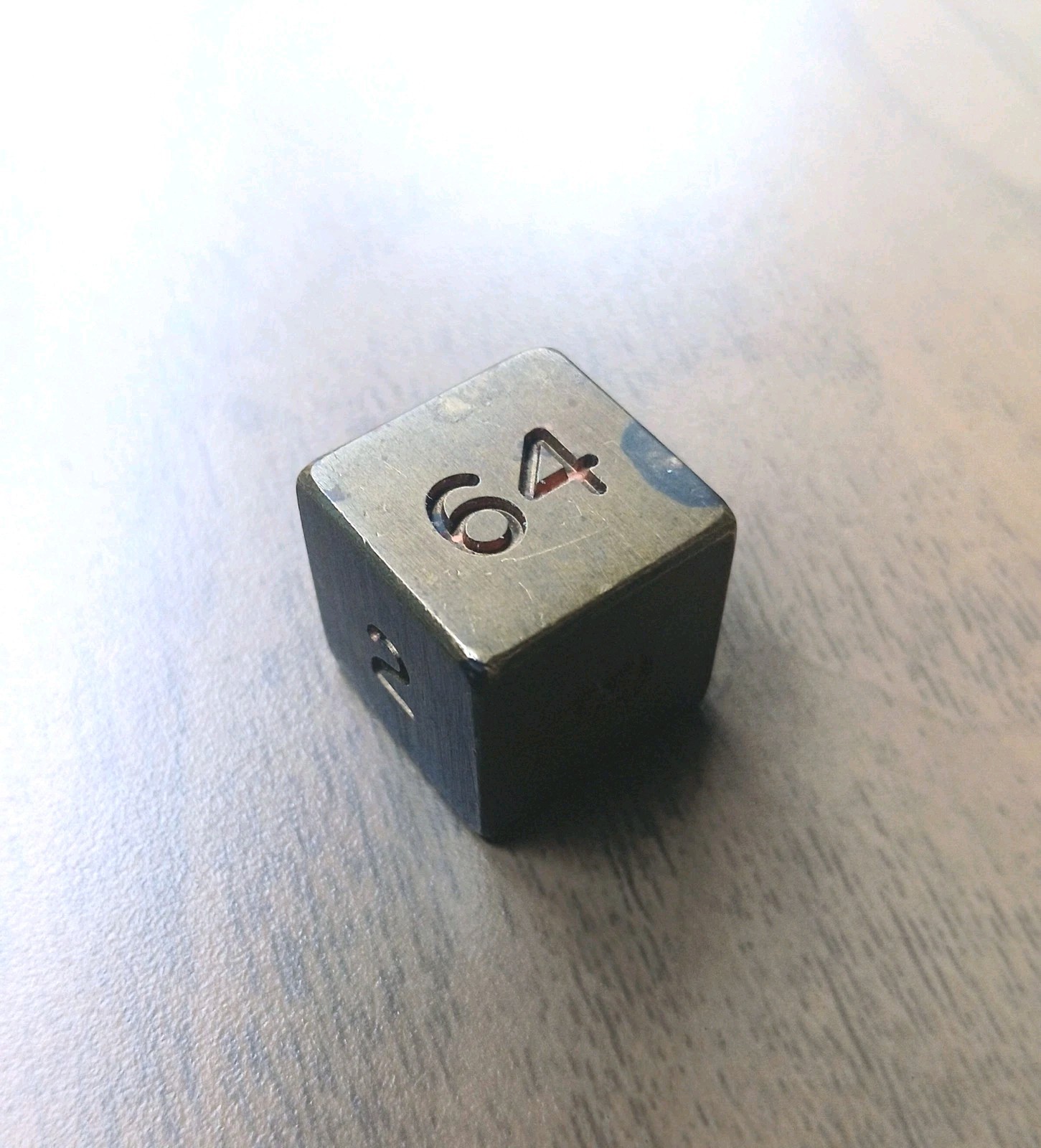 Vintage Solid Brass 0.75in Backgammon Doubling Cube