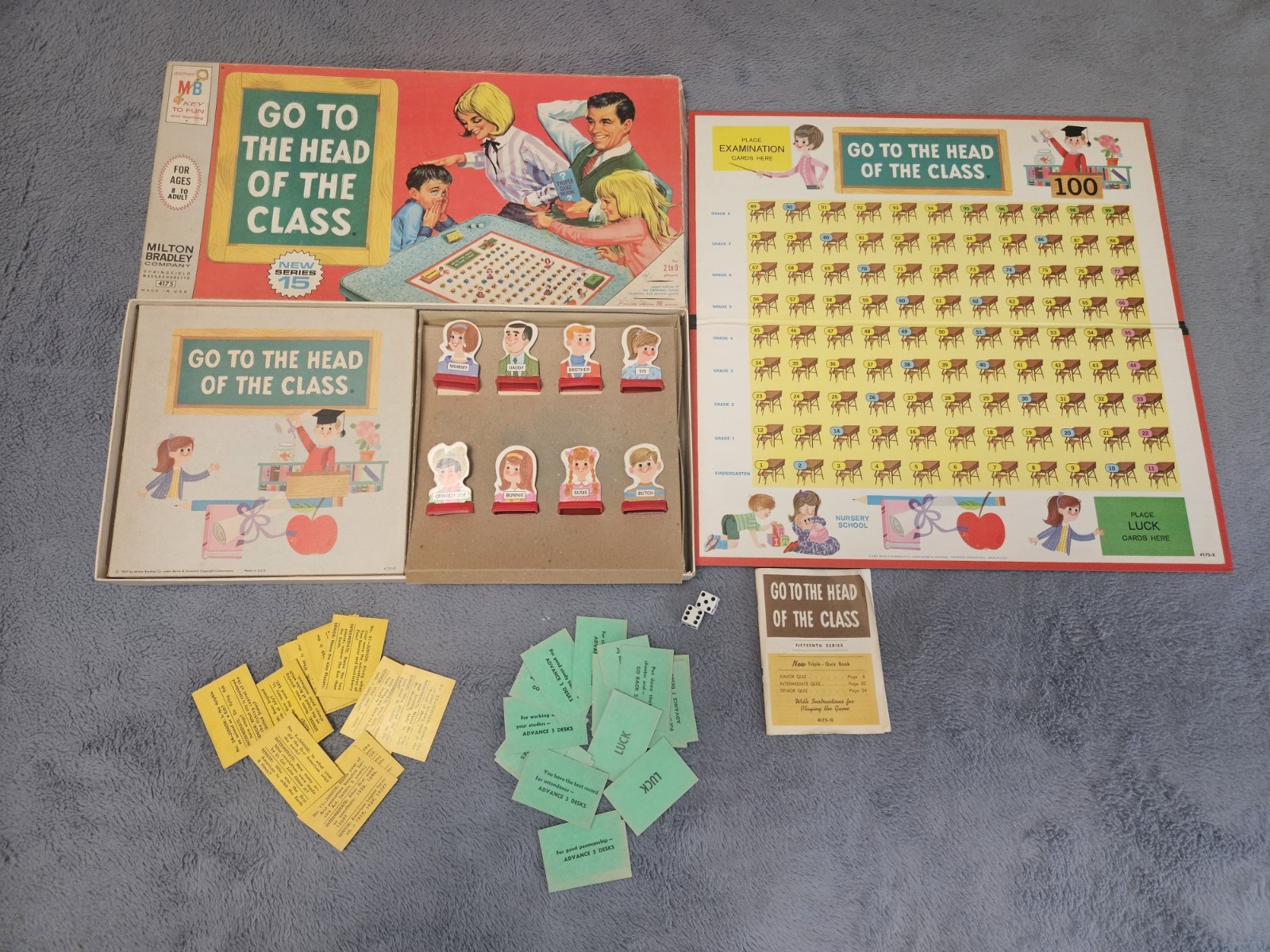 ~Vintage Rare 1967 Milton Bradley GO TO THE HEAD OF THE CLASS Game COMPLETE MB~